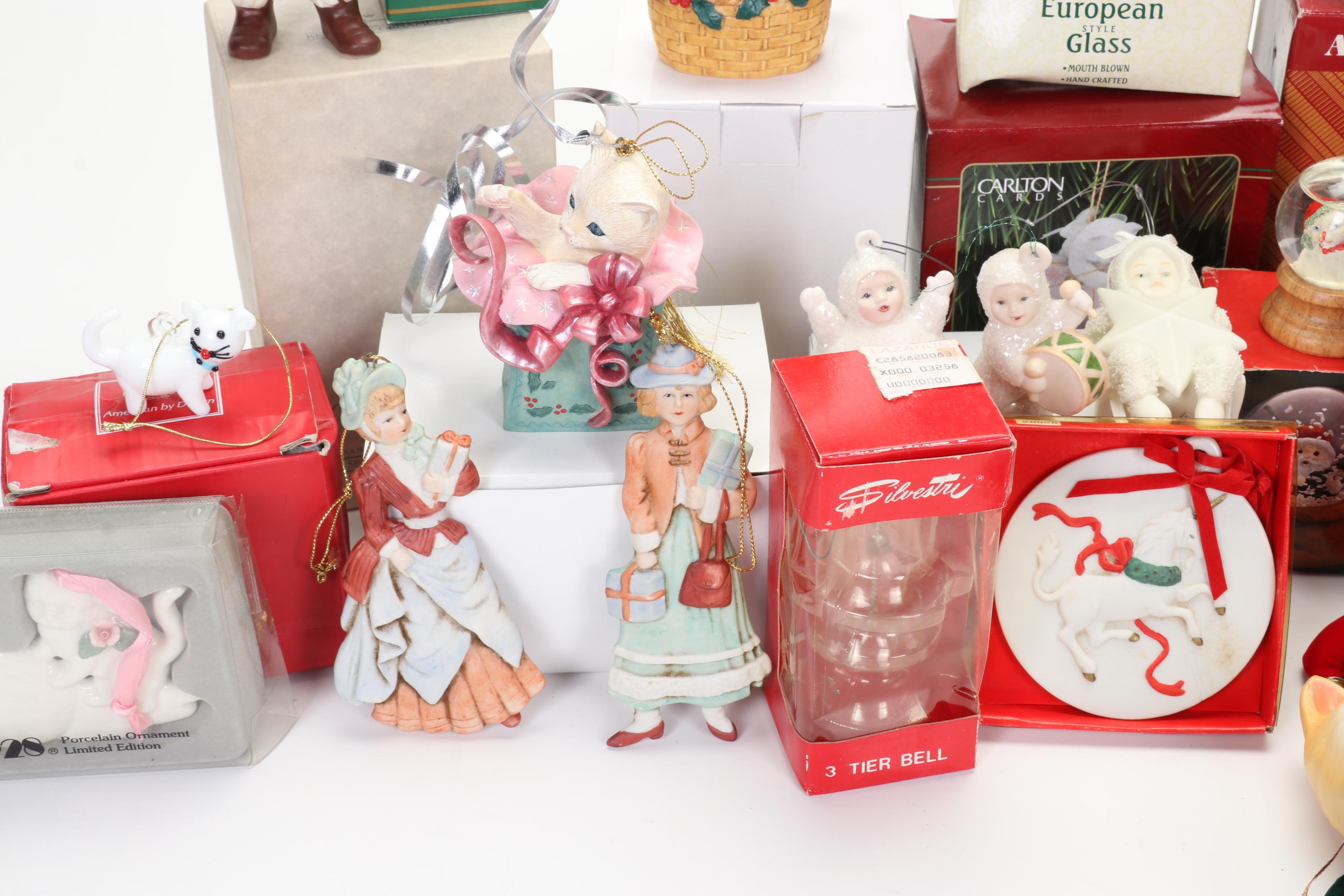 Christmas Cat Ornaments Featuring Hallmark, Avon, Lenox, Carlton Cards, and More