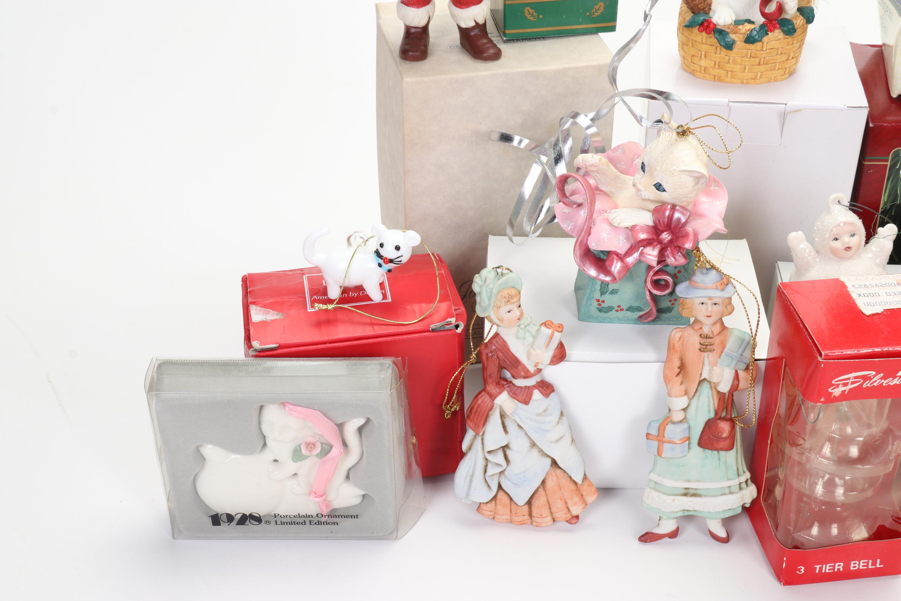 Christmas Cat Ornaments Featuring Hallmark, Avon, Lenox, Carlton Cards, and More