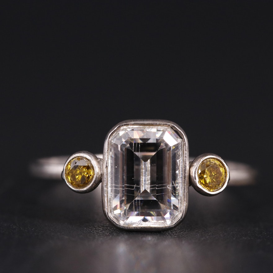 14K Yellow Lab Grown Diamond and Moissanite Ring