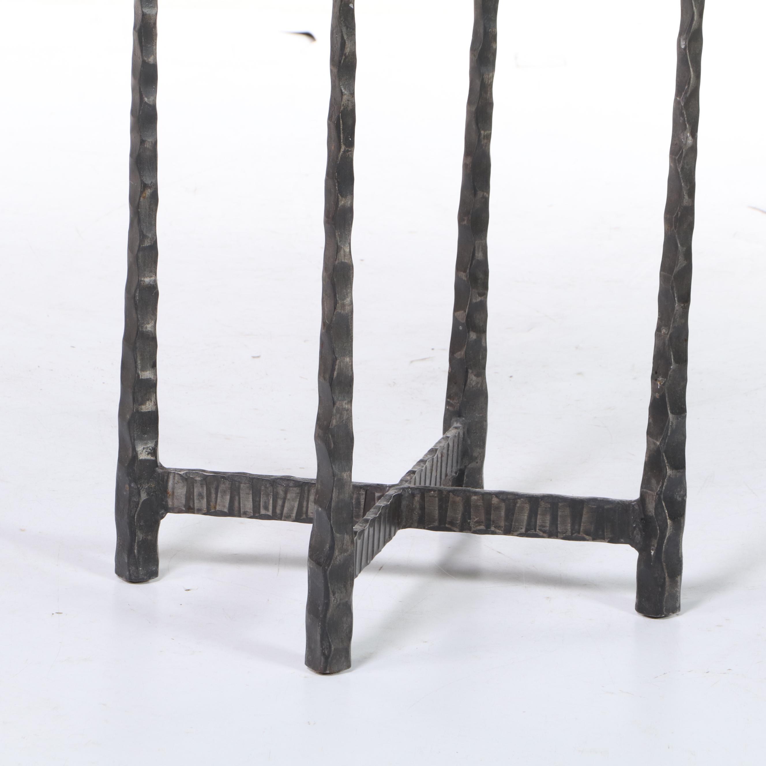 Charleston Forge Wrought Iron and Glass Top Side Table
