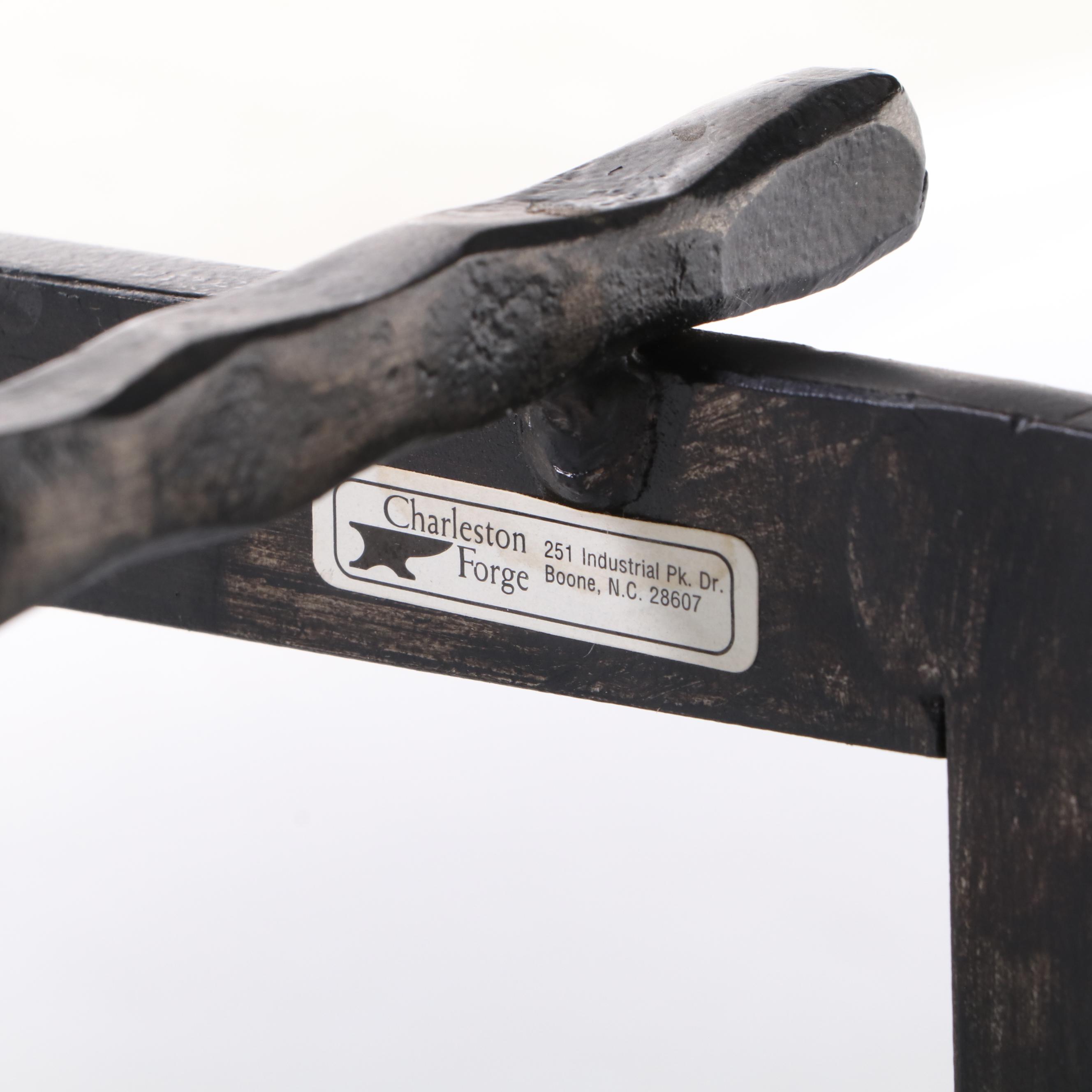 Charleston Forge Wrought Iron and Glass Top Side Table