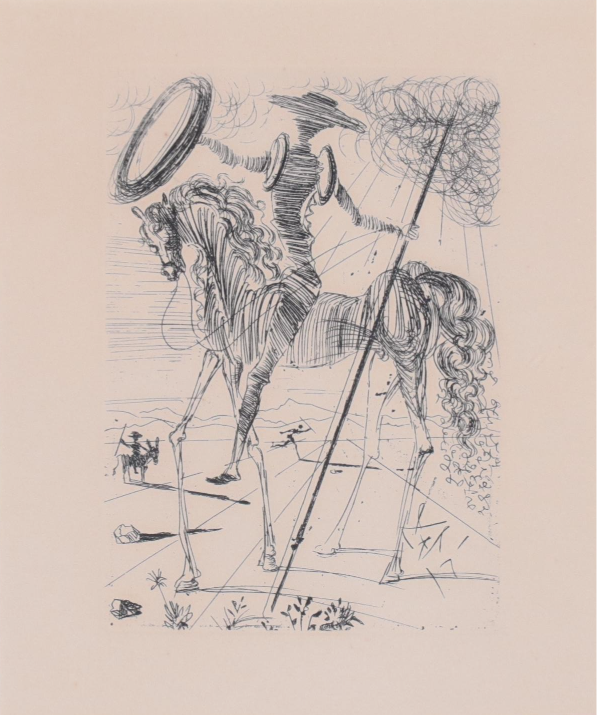 Salvador Dali Restrike Etching "Don Quixote"