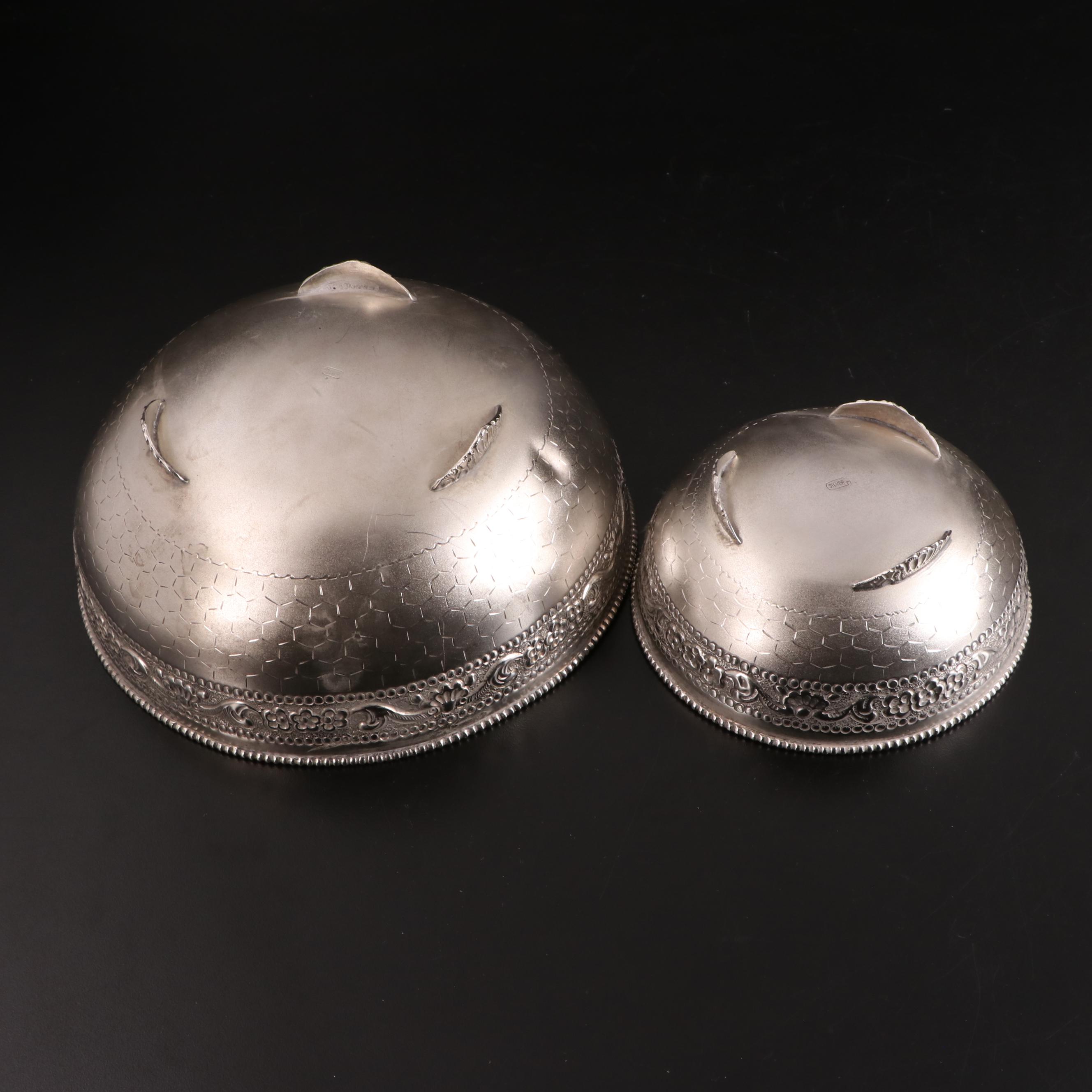 Indian 800 Silver Silver Serveware Collection with Sterling Silver Tray