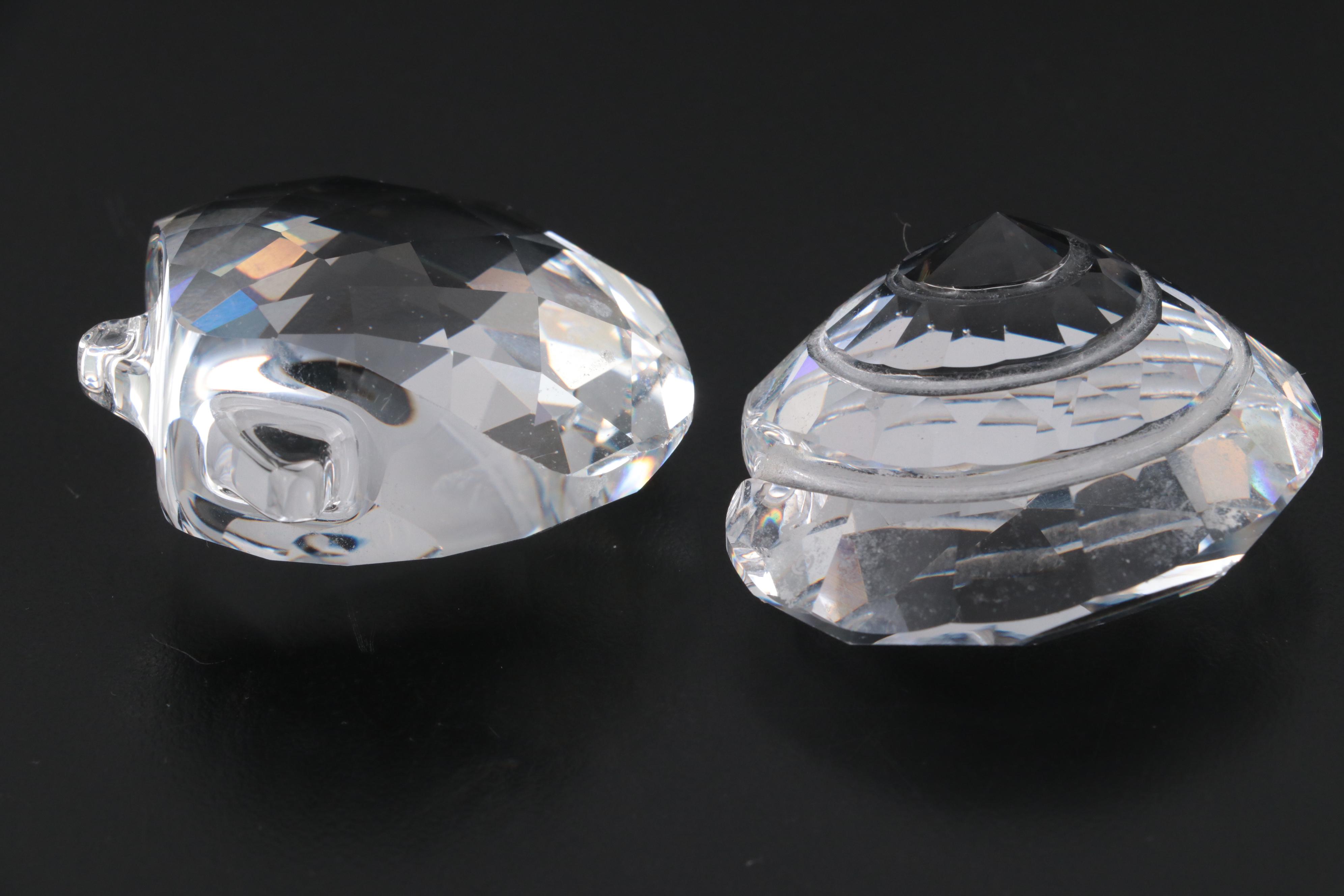 Swarovski SCS "Scallop Shell," "Top Shell," and "Peacock" Crystal Paperweights