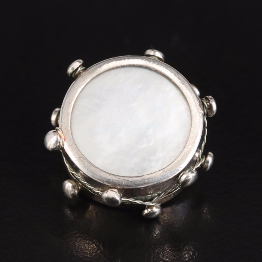900 Silver Mother-of-Pearl Drum Pin