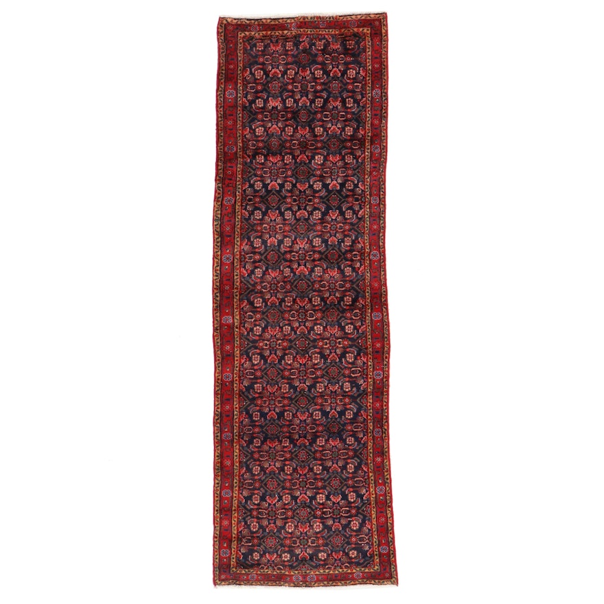 3'4 x 10'6 Hand-Knotted Persian Mahal Long Rug, 1950s