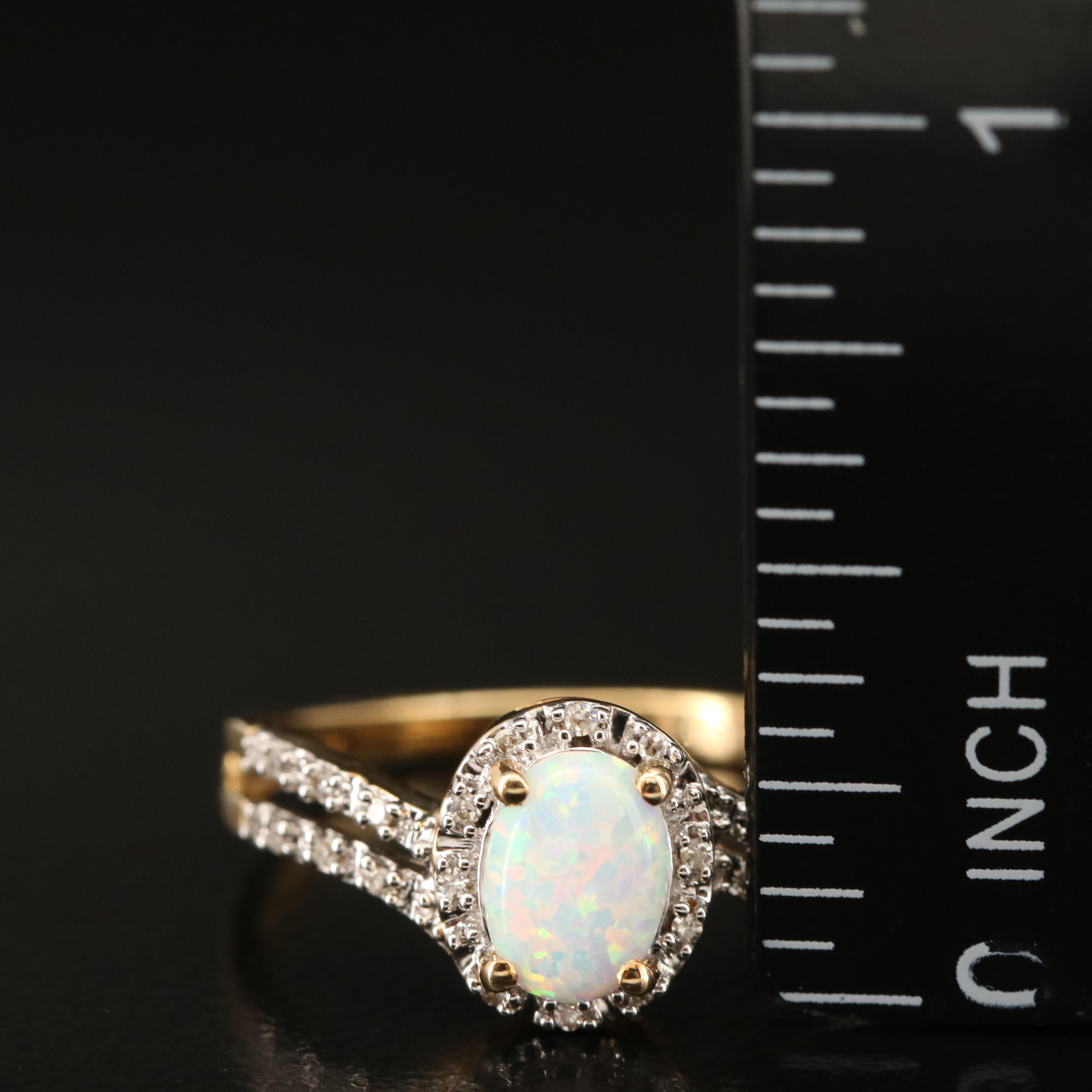 10K Opal and Diamond Ring