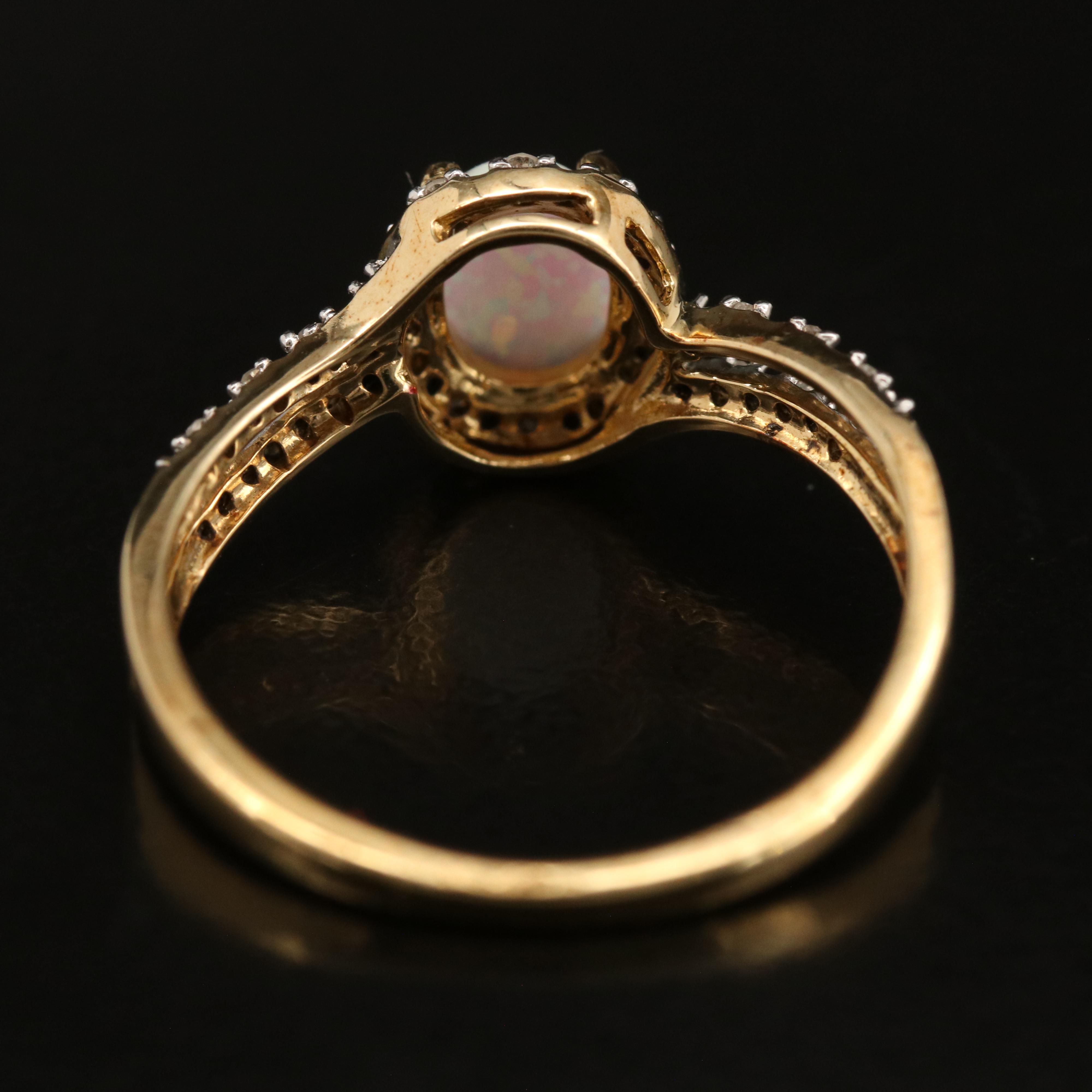 10K Opal and Diamond Ring
