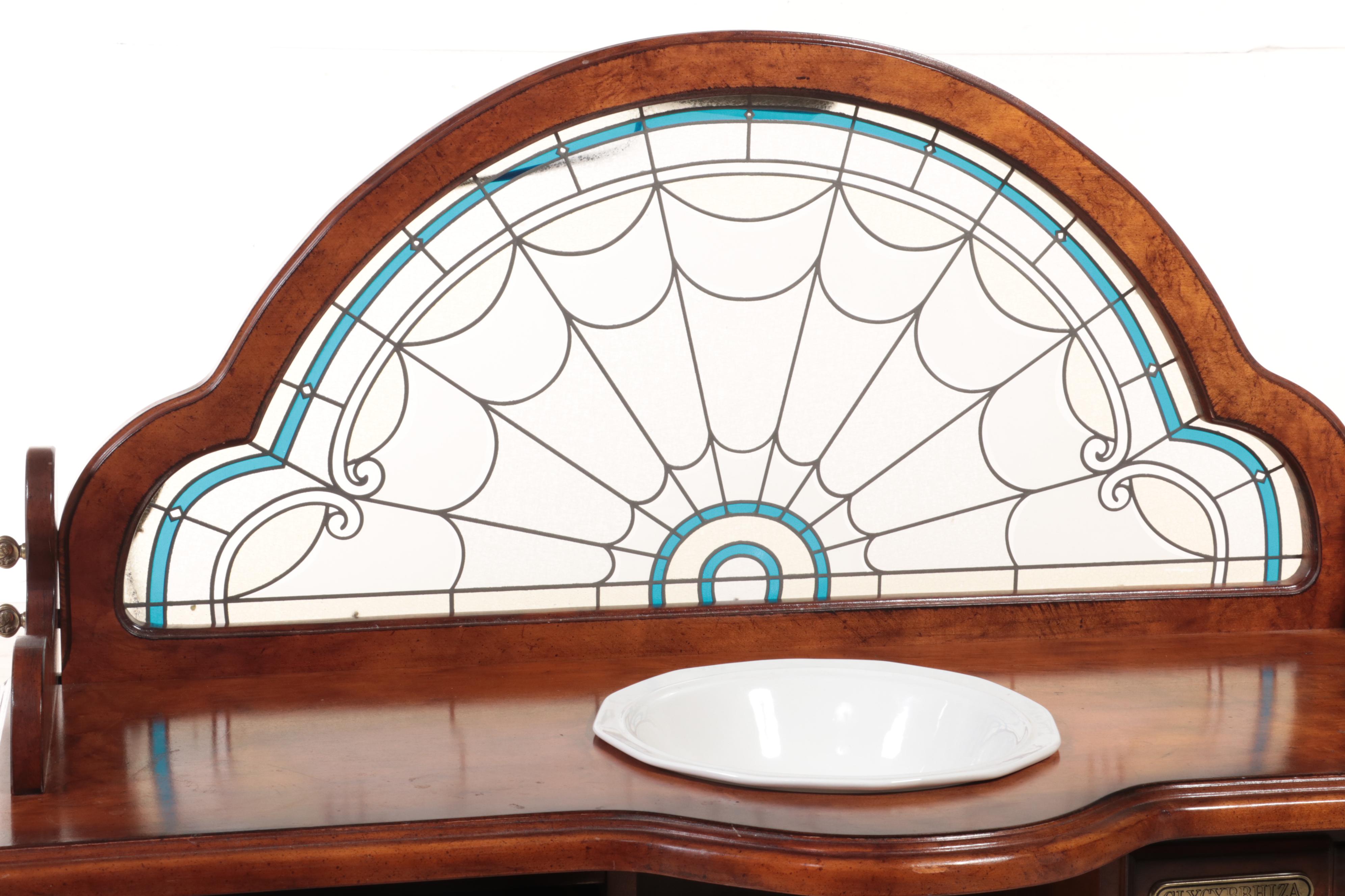 Pulaski "Apothecary Collection" Canterbury Server with Stained Glass Backsplash