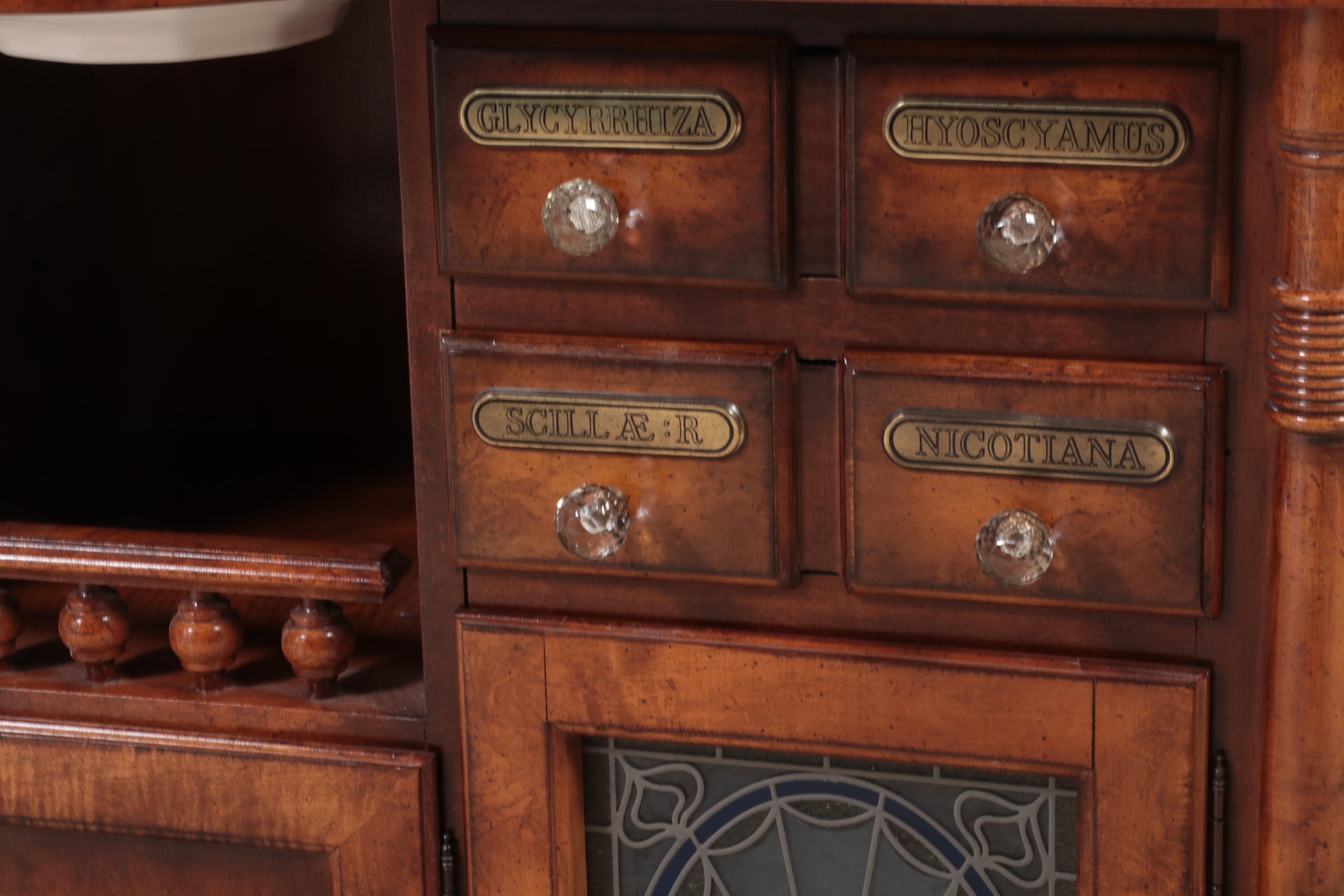 Pulaski "Apothecary Collection" Canterbury Server with Stained Glass Backsplash