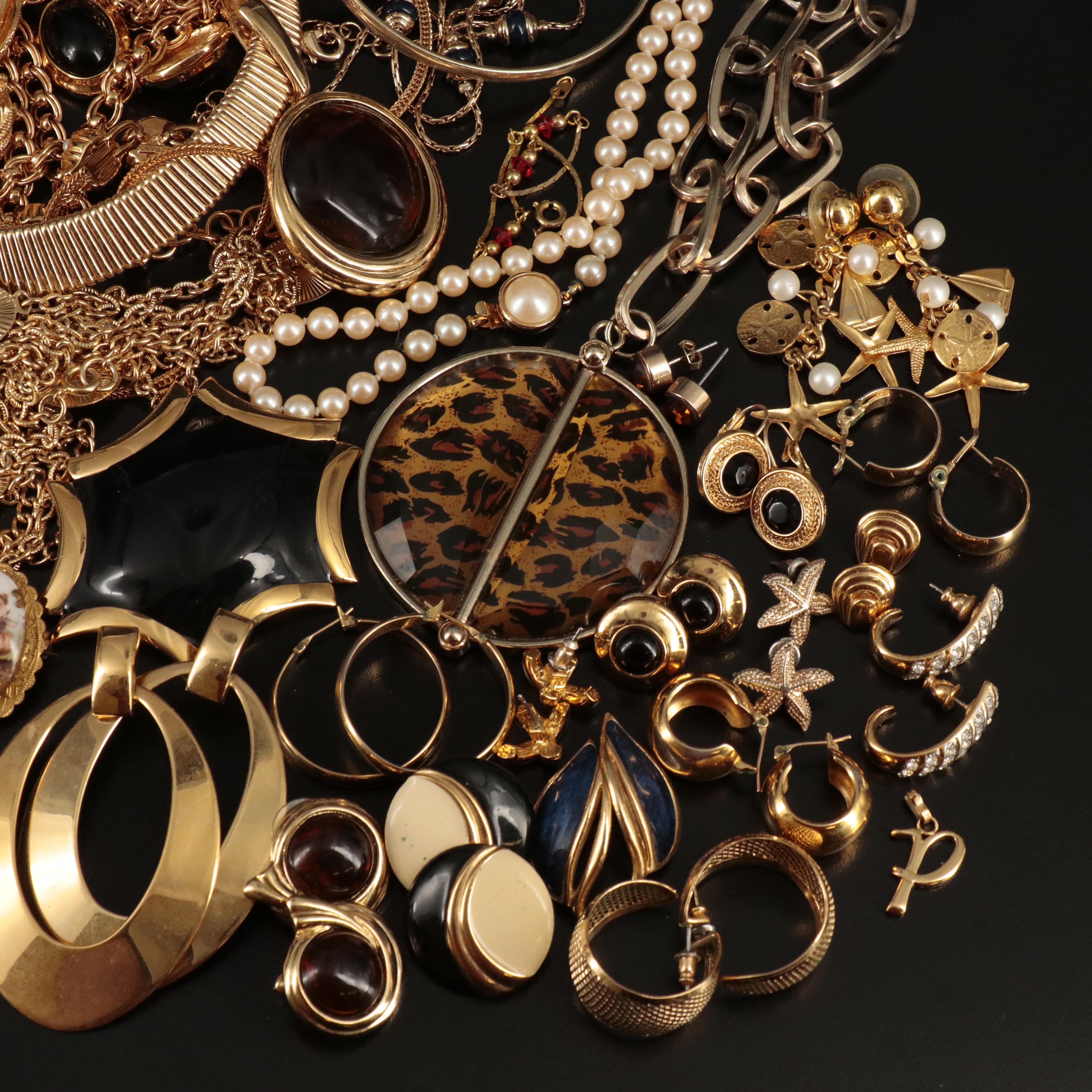 Monet and Trifari Featured in Rhinestone Jewelry Assortment Including Sterling