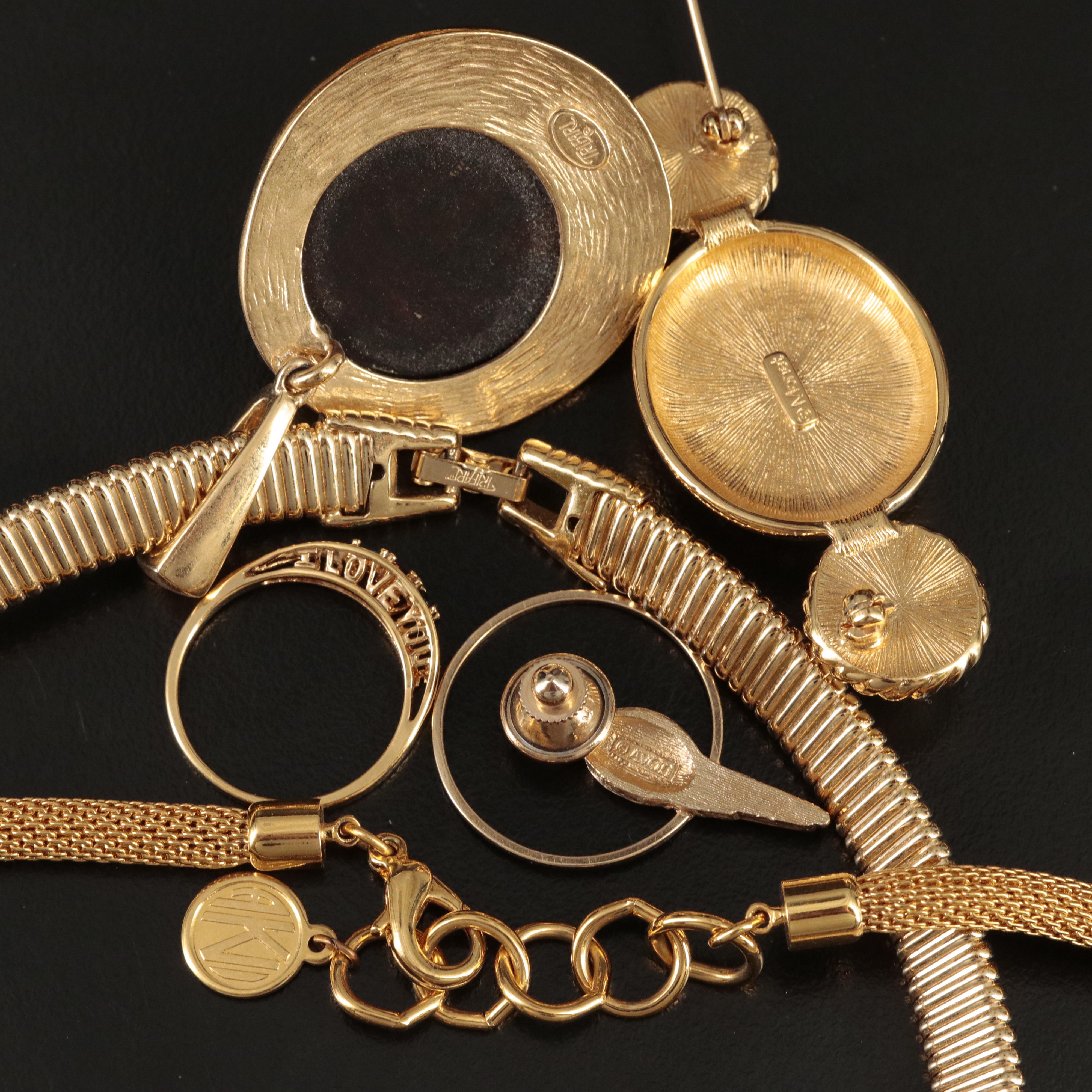 Monet and Trifari Featured in Rhinestone Jewelry Assortment Including Sterling