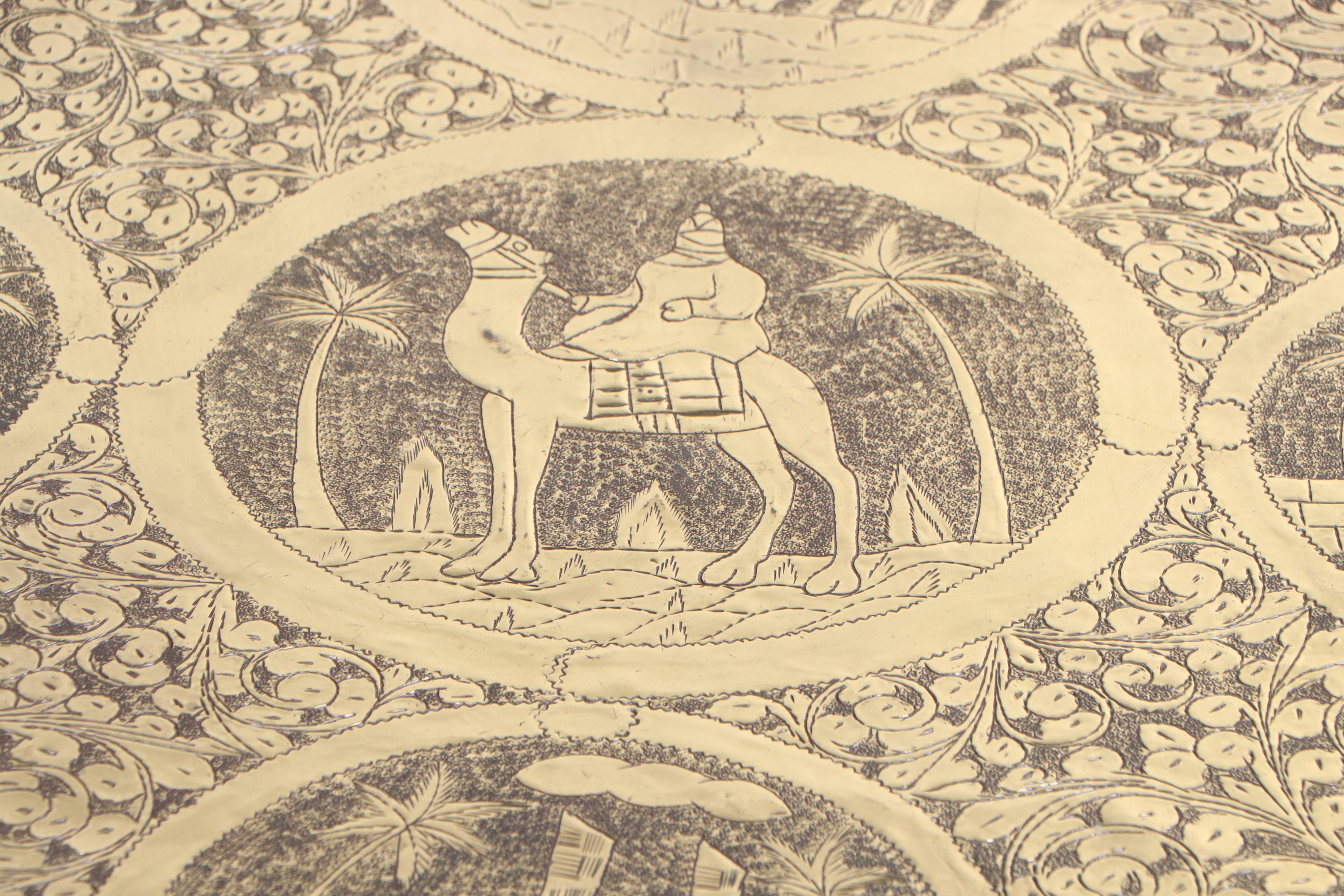 Middle Eastern Engraved Brass Tray/Coffee Table