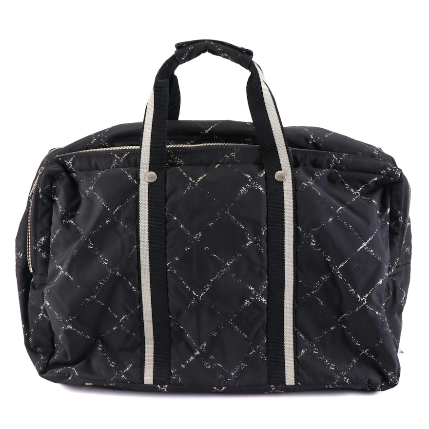 Chanel Travel Line Duffle Bag in Printed Black Nylon