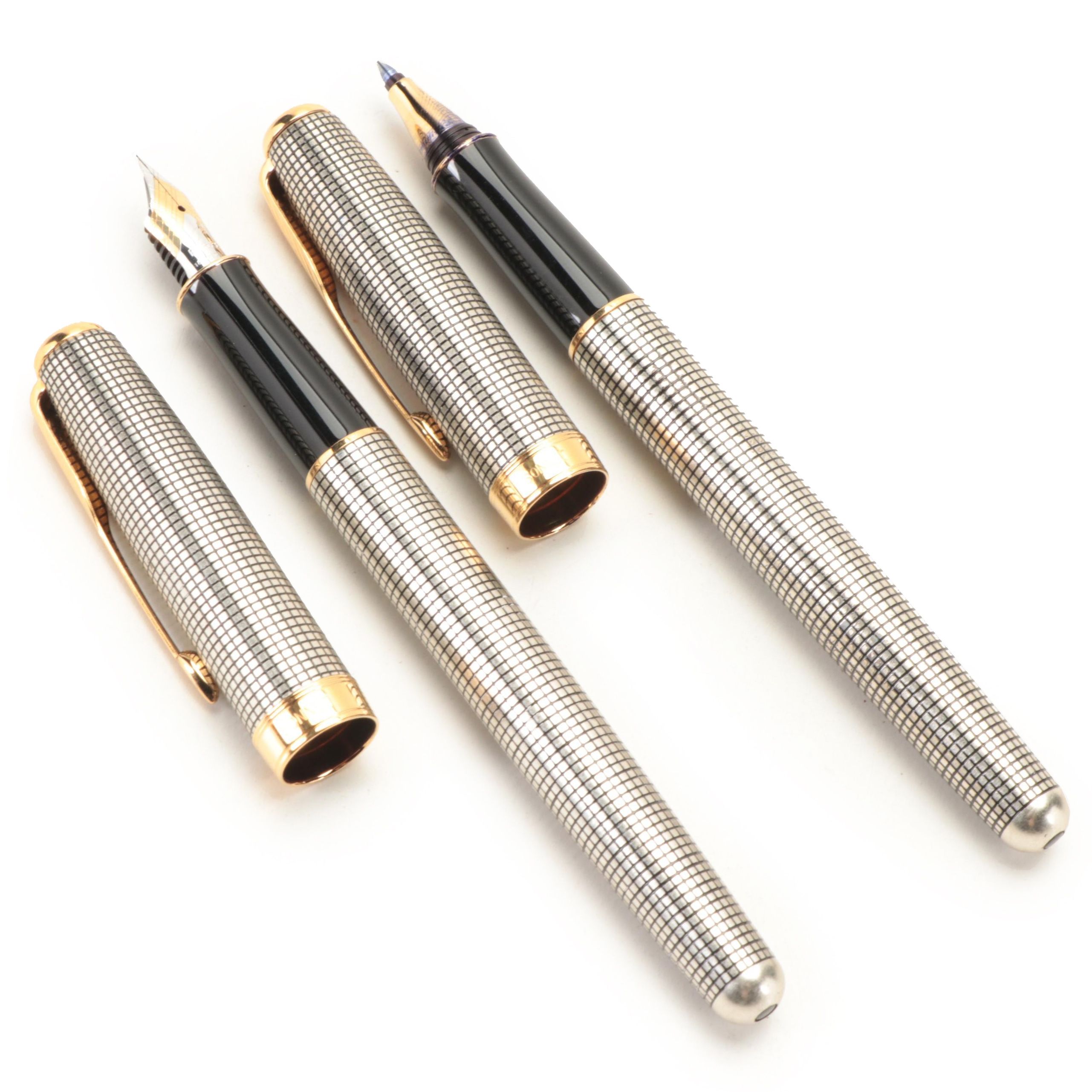 Parker Sonnet "Ciselé" Sterling Silver Ballpoint and Fountain Pen