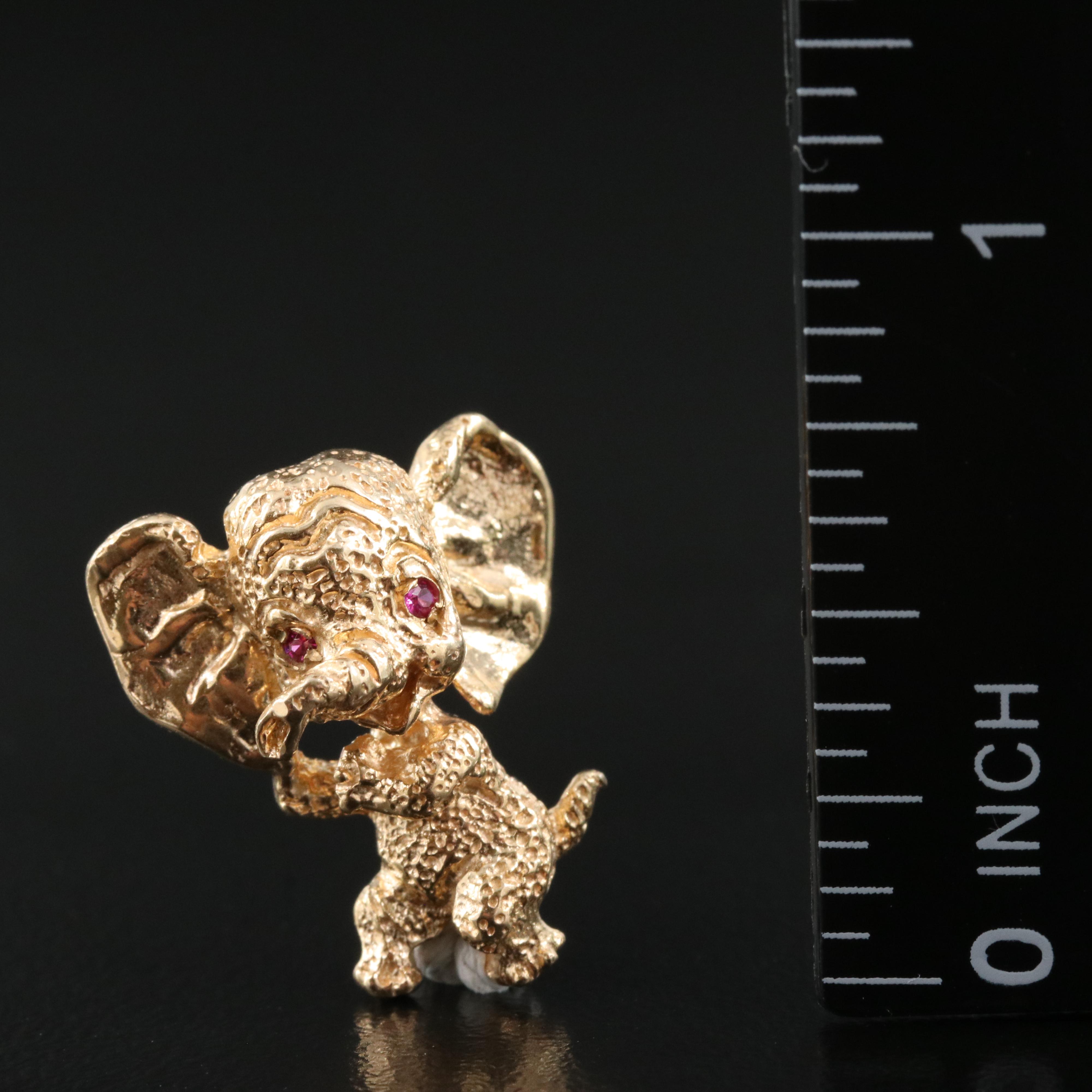 Vintage William Ruser 14K Ruby Elephant Pin