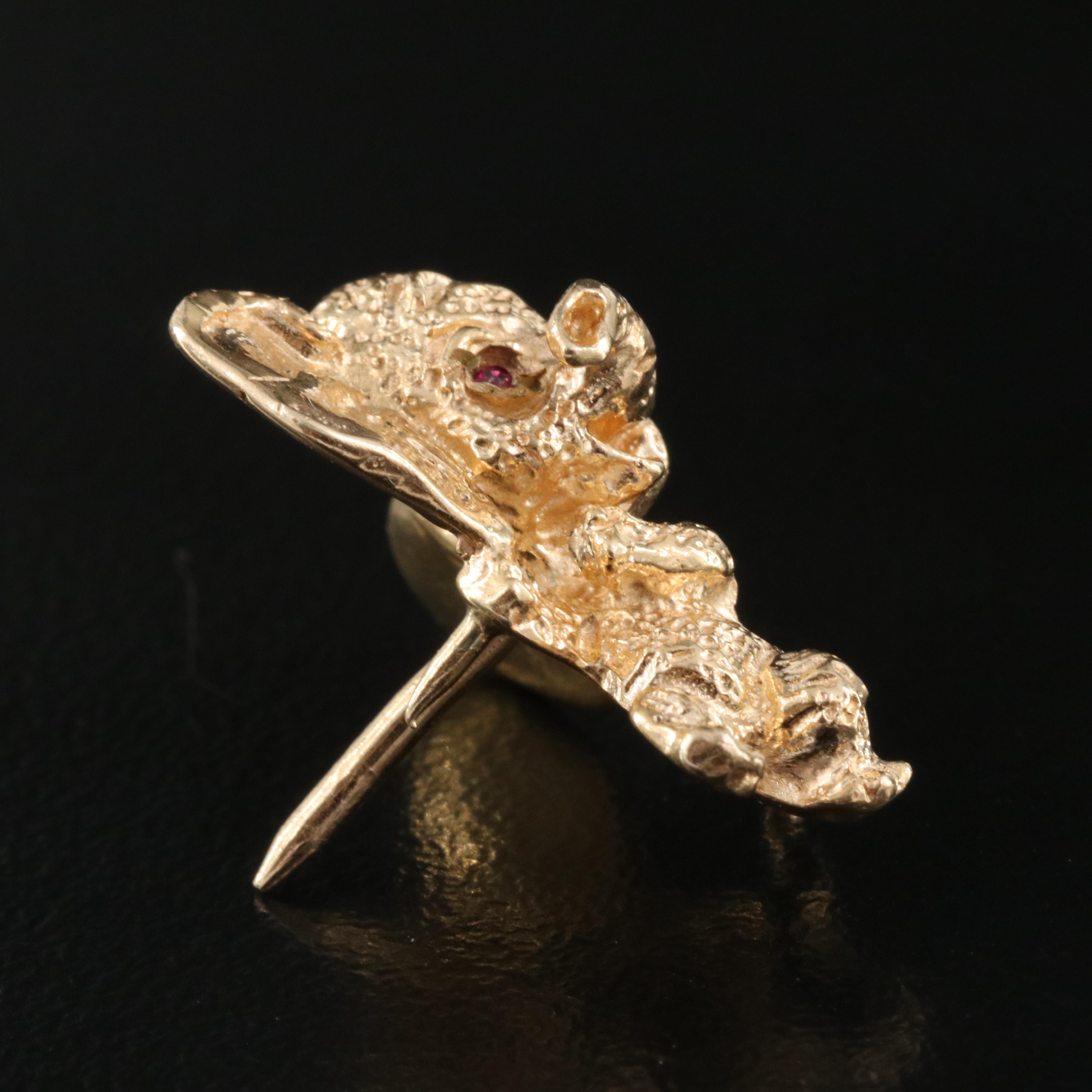 Vintage William Ruser 14K Ruby Elephant Pin