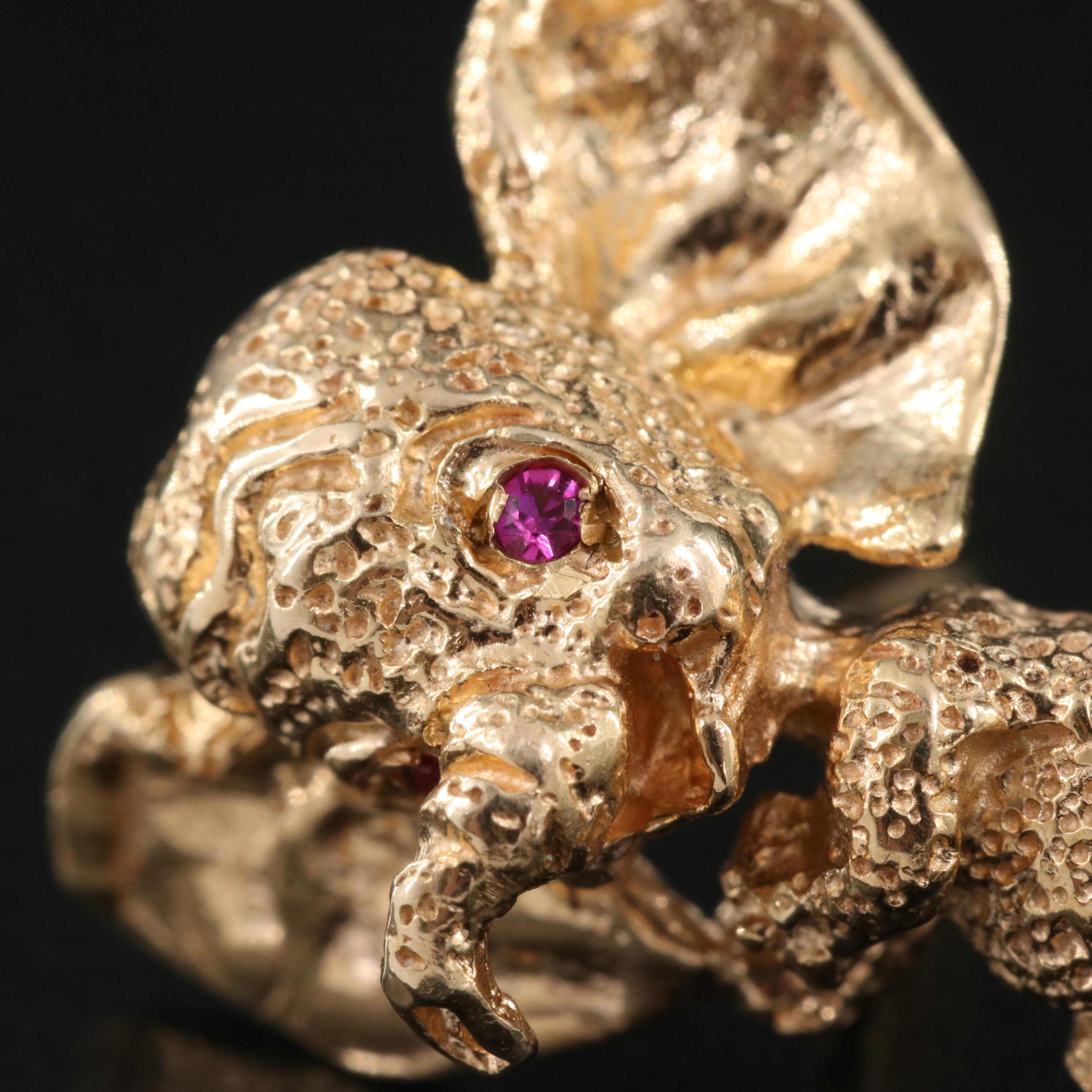 Vintage William Ruser 14K Ruby Elephant Pin