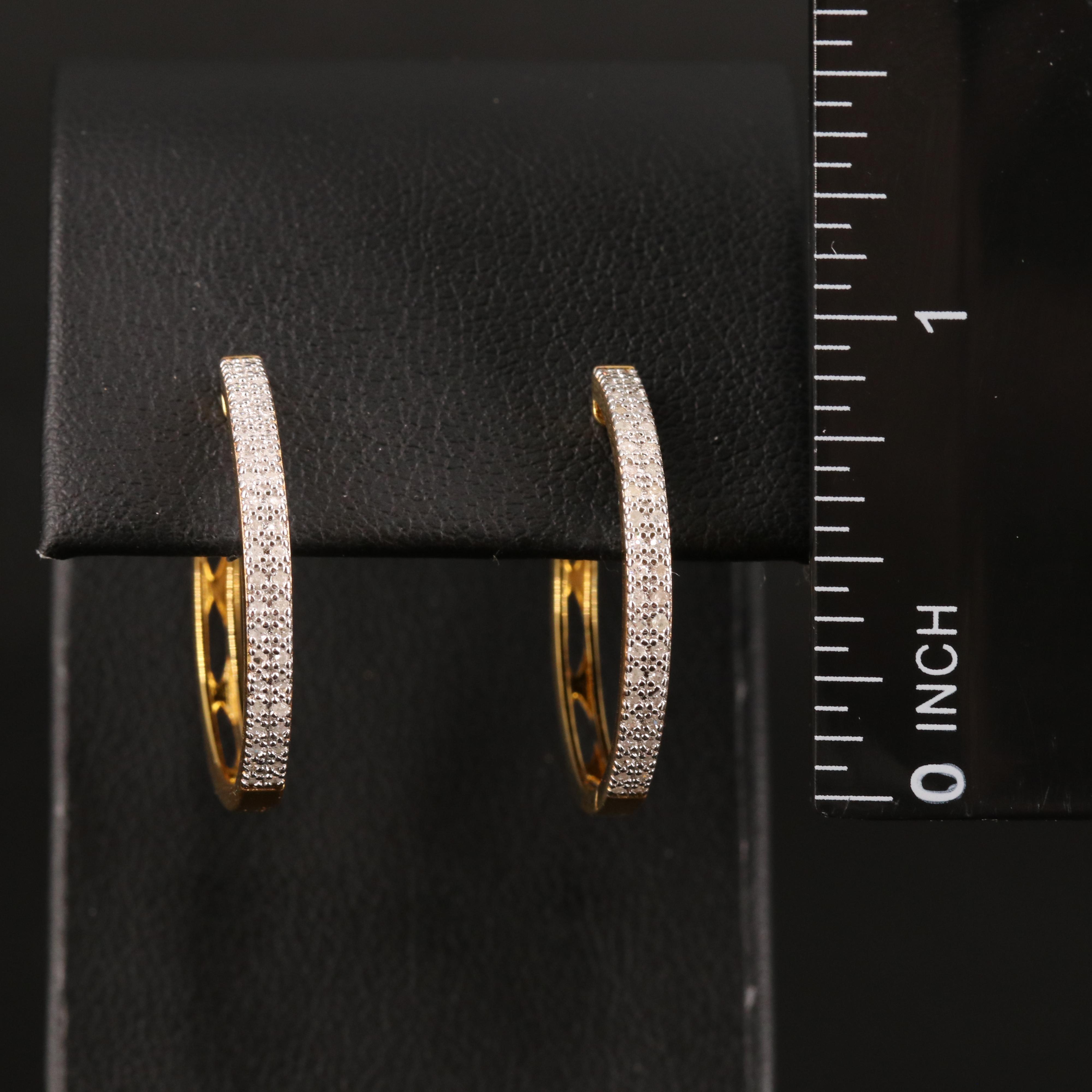 Sterling Diamond Hoop Earrings