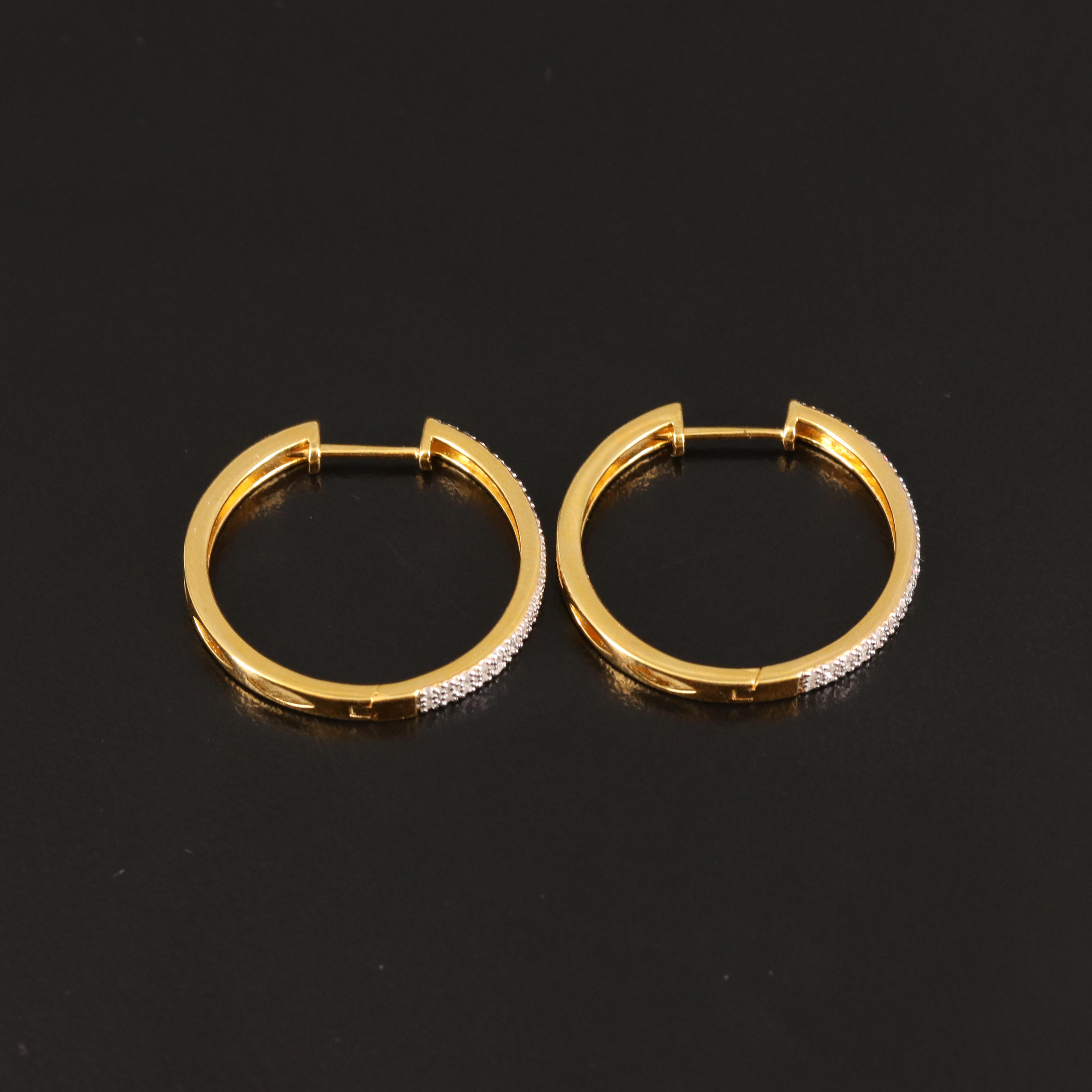 Sterling Diamond Hoop Earrings
