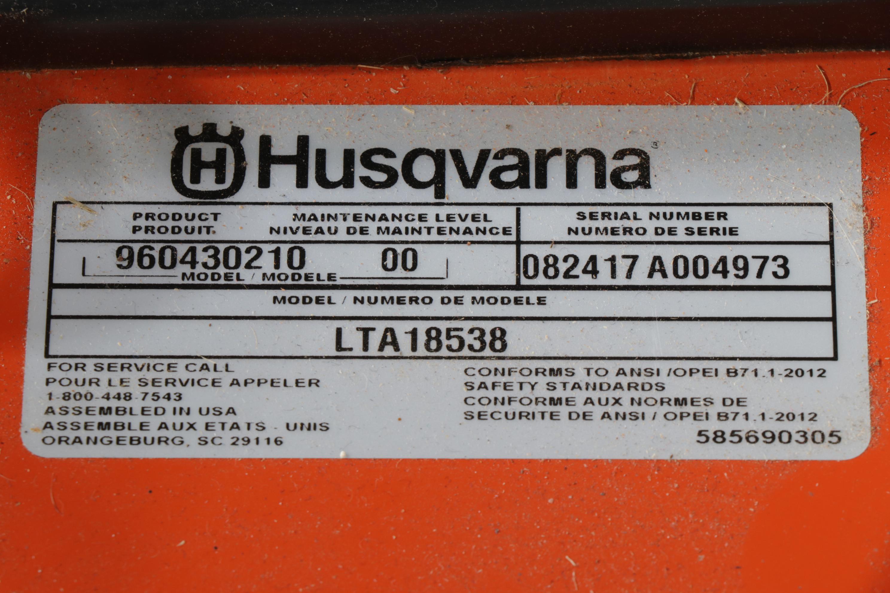 Husqvarna LTA18538 38" 18.5HP Lawn Tractor