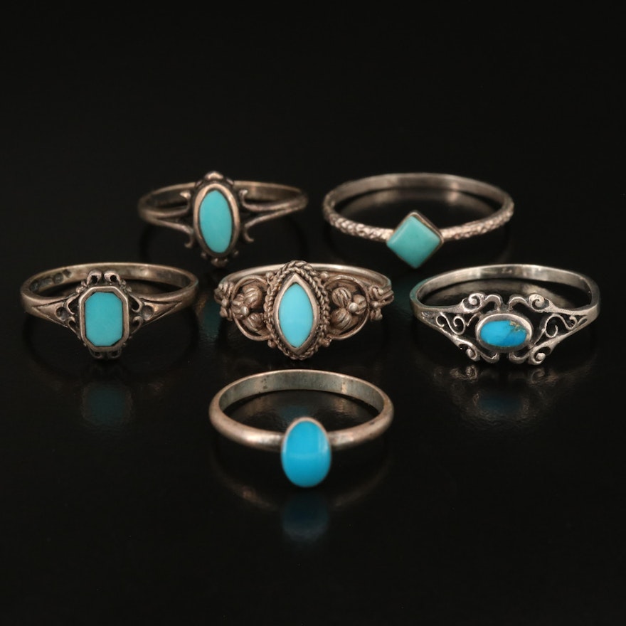 Sterling Ring Selection Including Turquoise