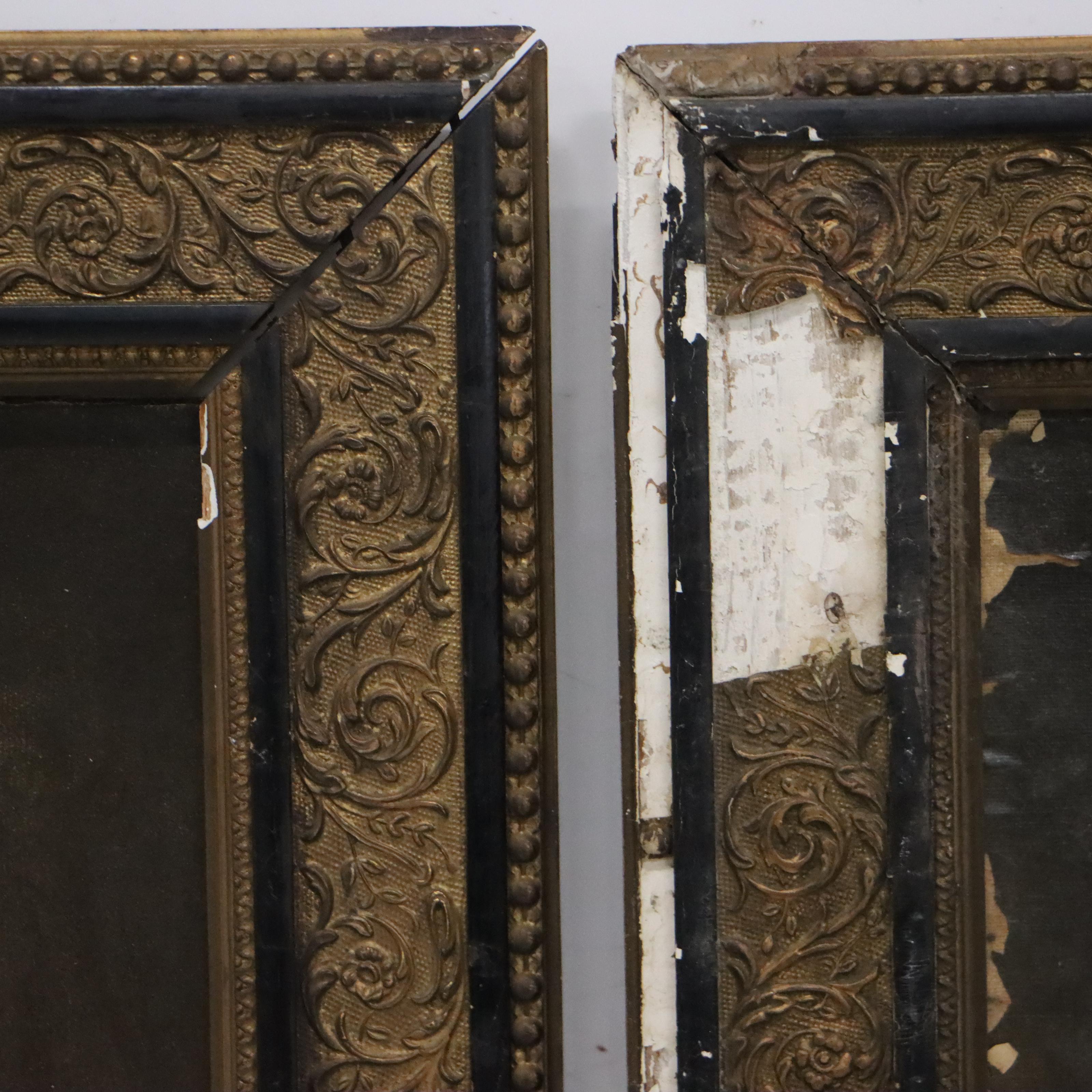 Pair of American School Folk Art Portrait Oil Paintings, 19th Century