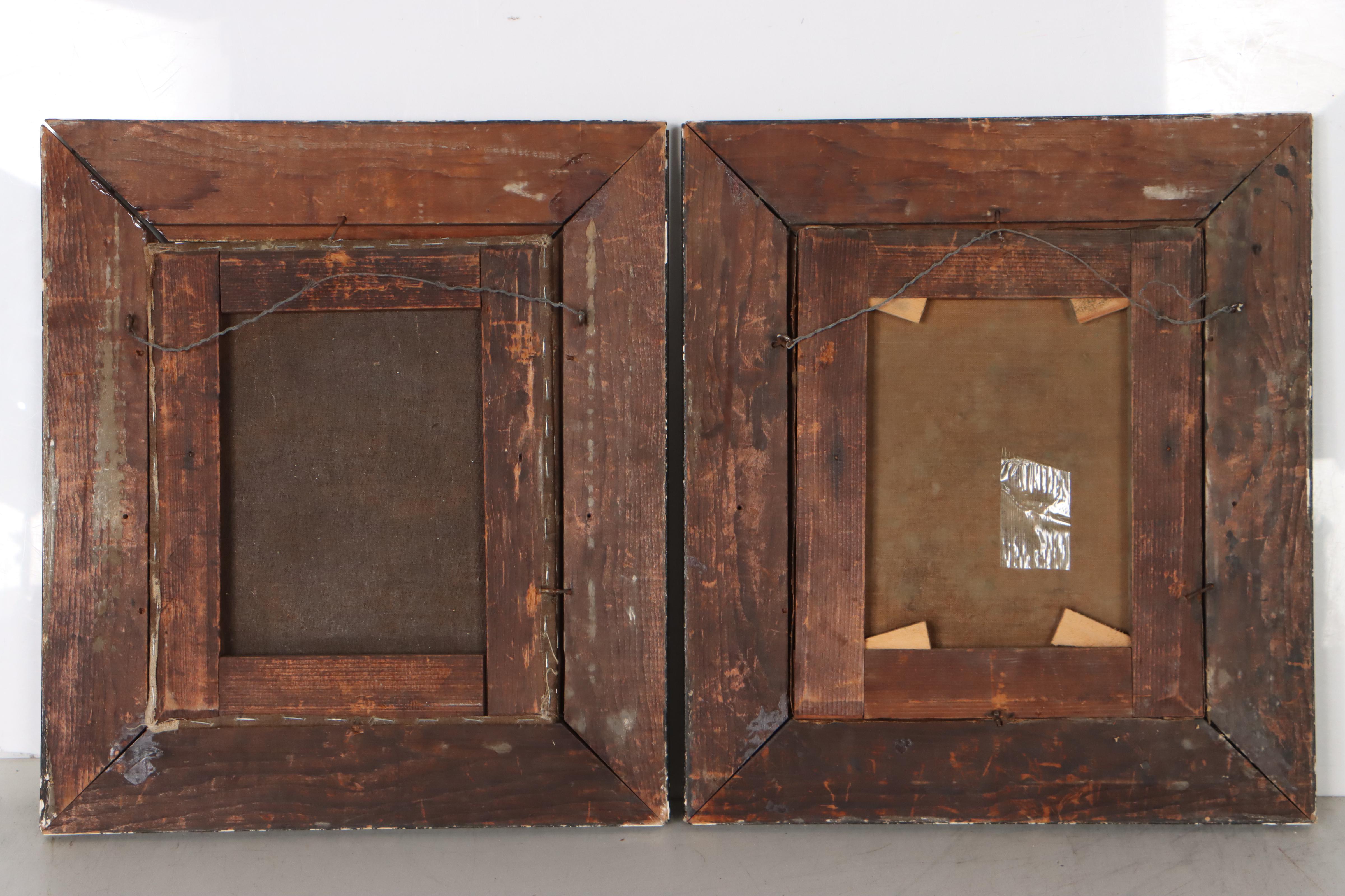 Pair of American School Folk Art Portrait Oil Paintings, 19th Century