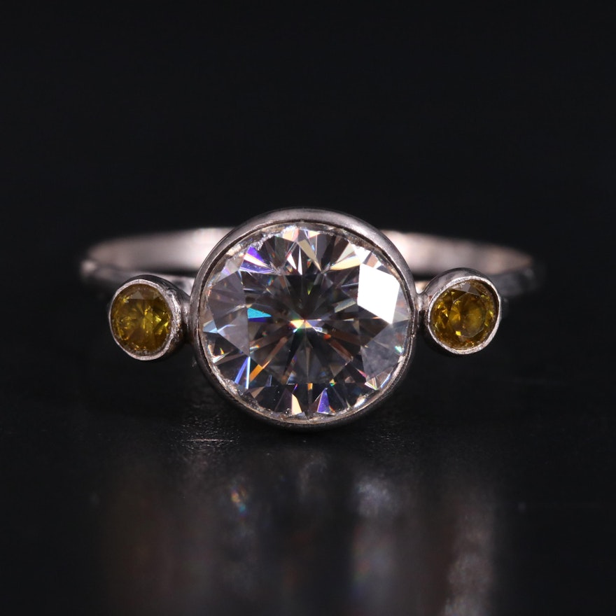 14K Lab Grown Yellow Diamond and Moissanite Ring