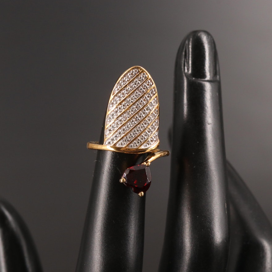 Sterling Garnet and Topaz Fingernail Ring