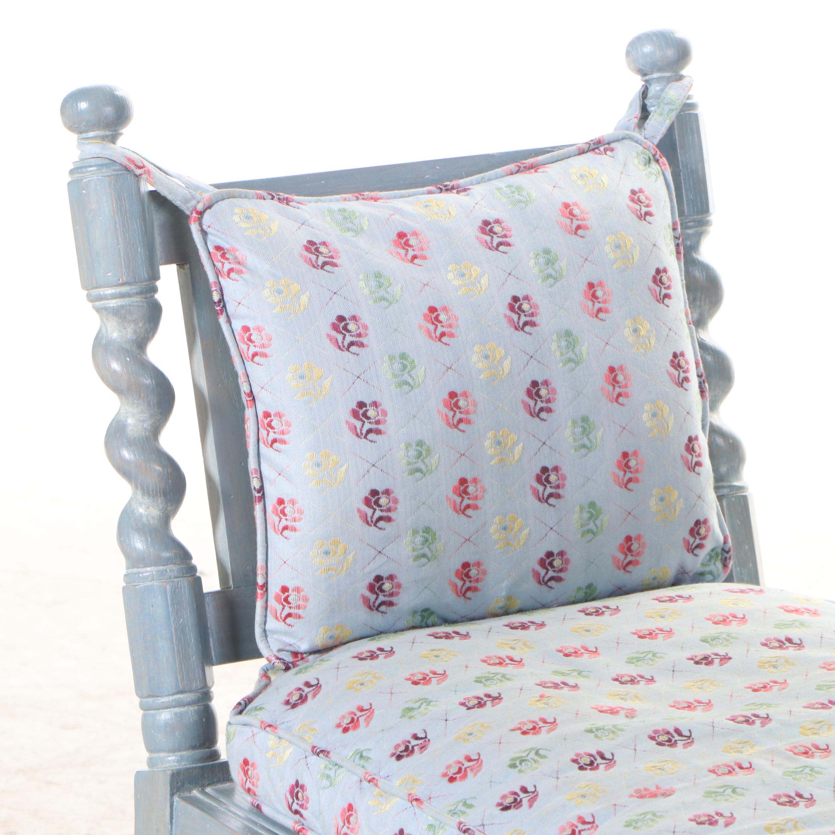 Jacobean Style Painted Oak "Barley Twist" Window Seat, 20th Century