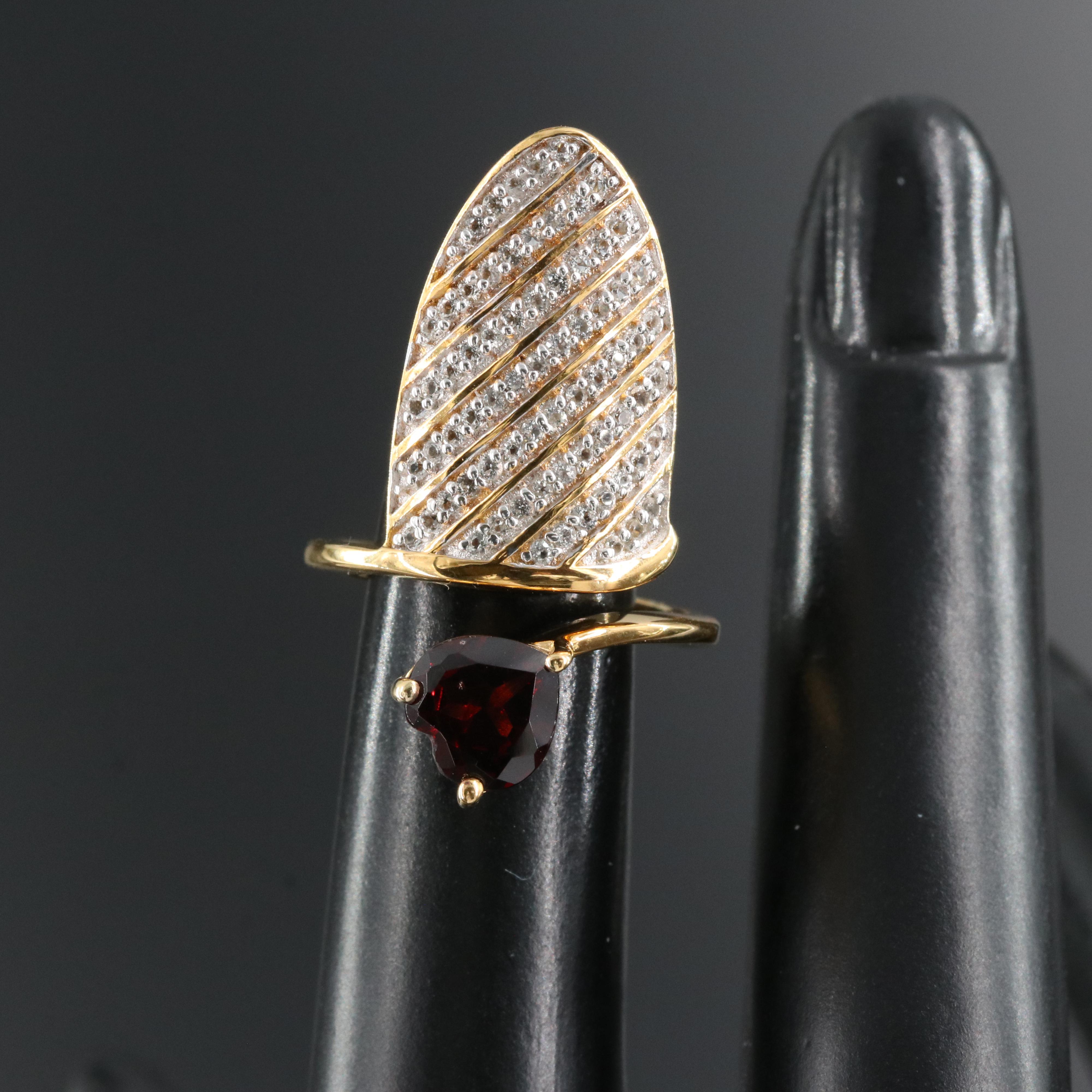 Sterling Garnet and Topaz Nail Ring