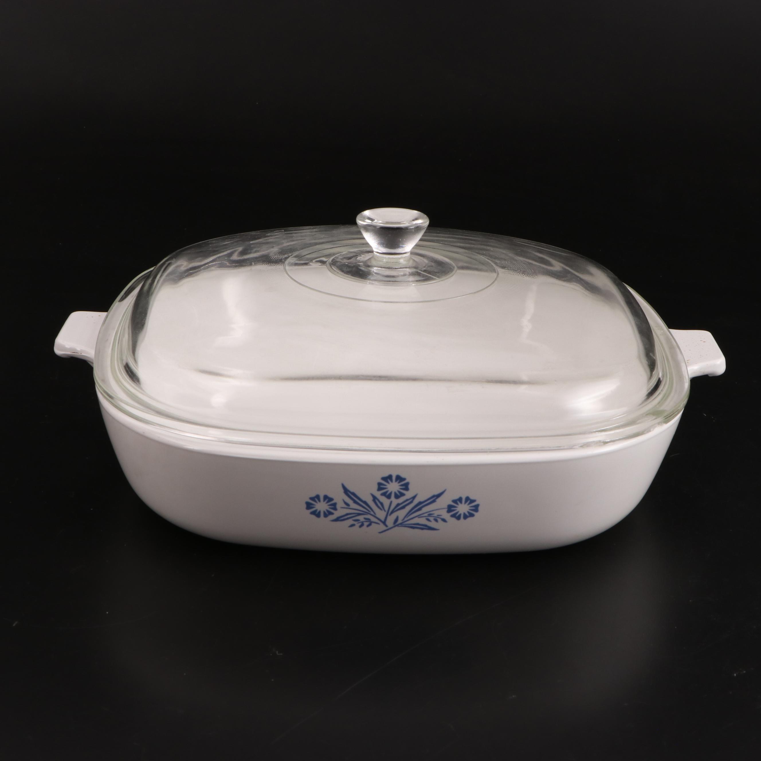 CorningWare "Cornflower Blue" Ceramic Baking Dishes, Mid to Late 20th Century