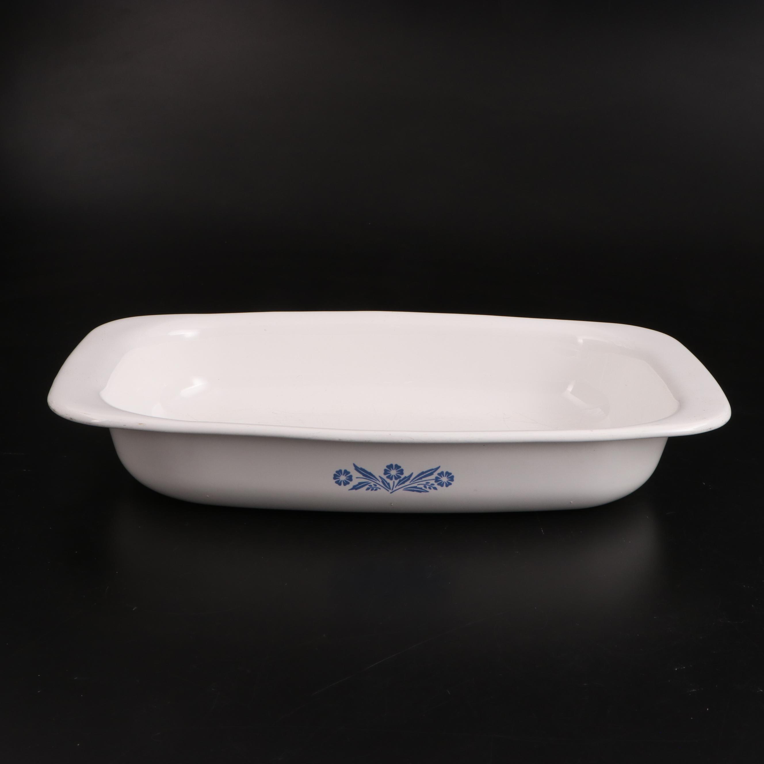 CorningWare "Cornflower Blue" Ceramic Baking Dishes, Mid to Late 20th Century