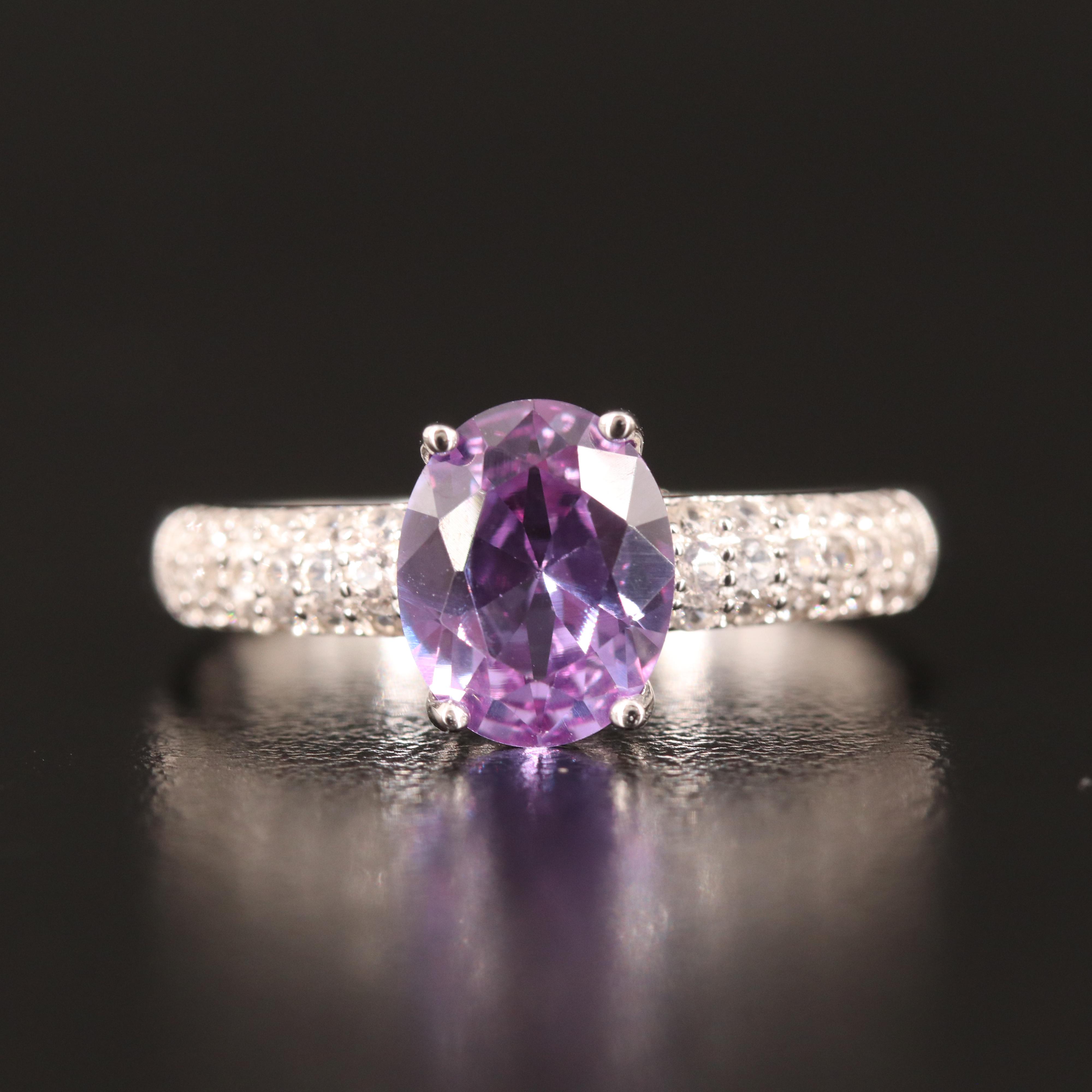 Sterling Color Change Sapphire and Zircon Ring