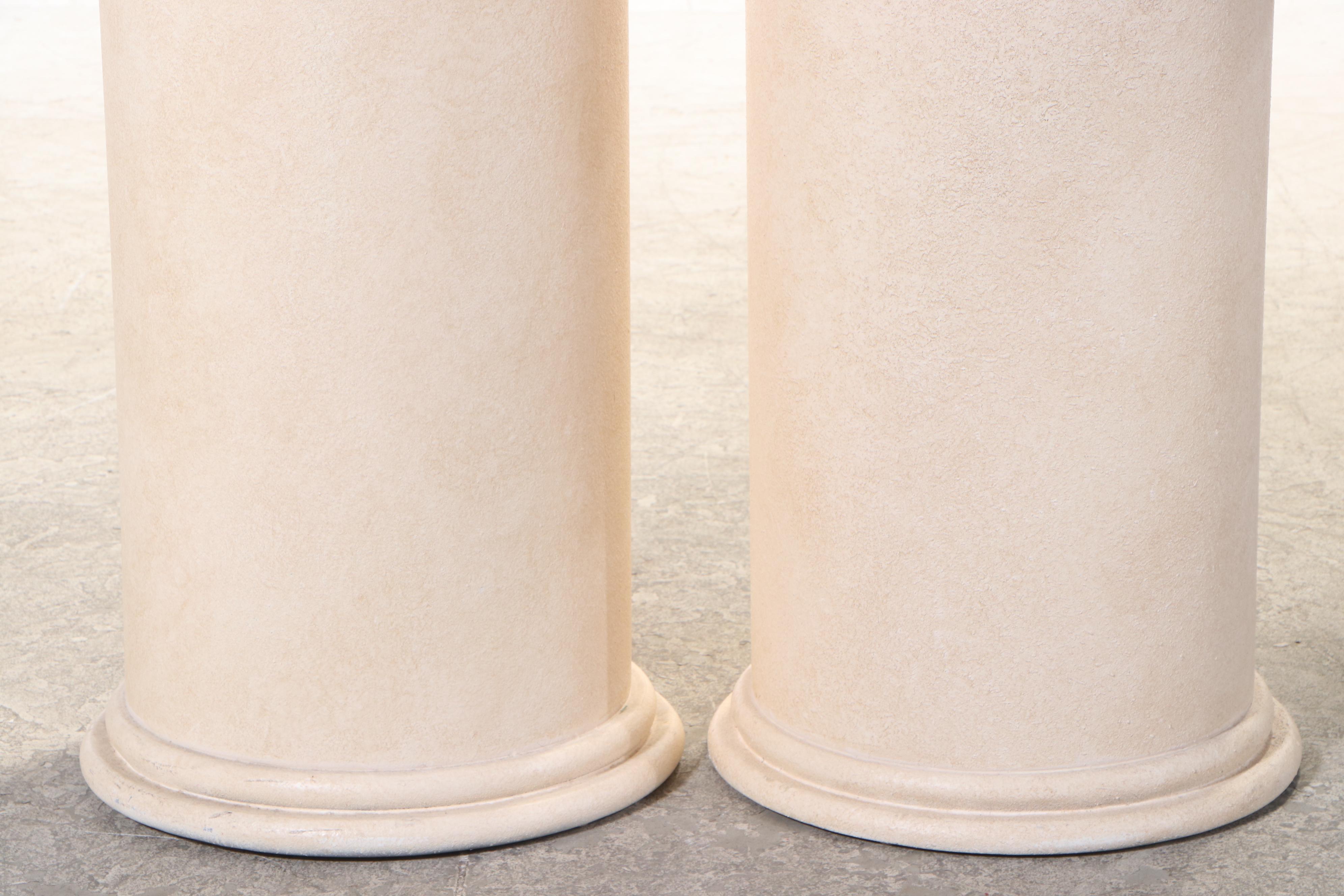 Two Painted Composite and Illuminated Graduated Display Pedestals