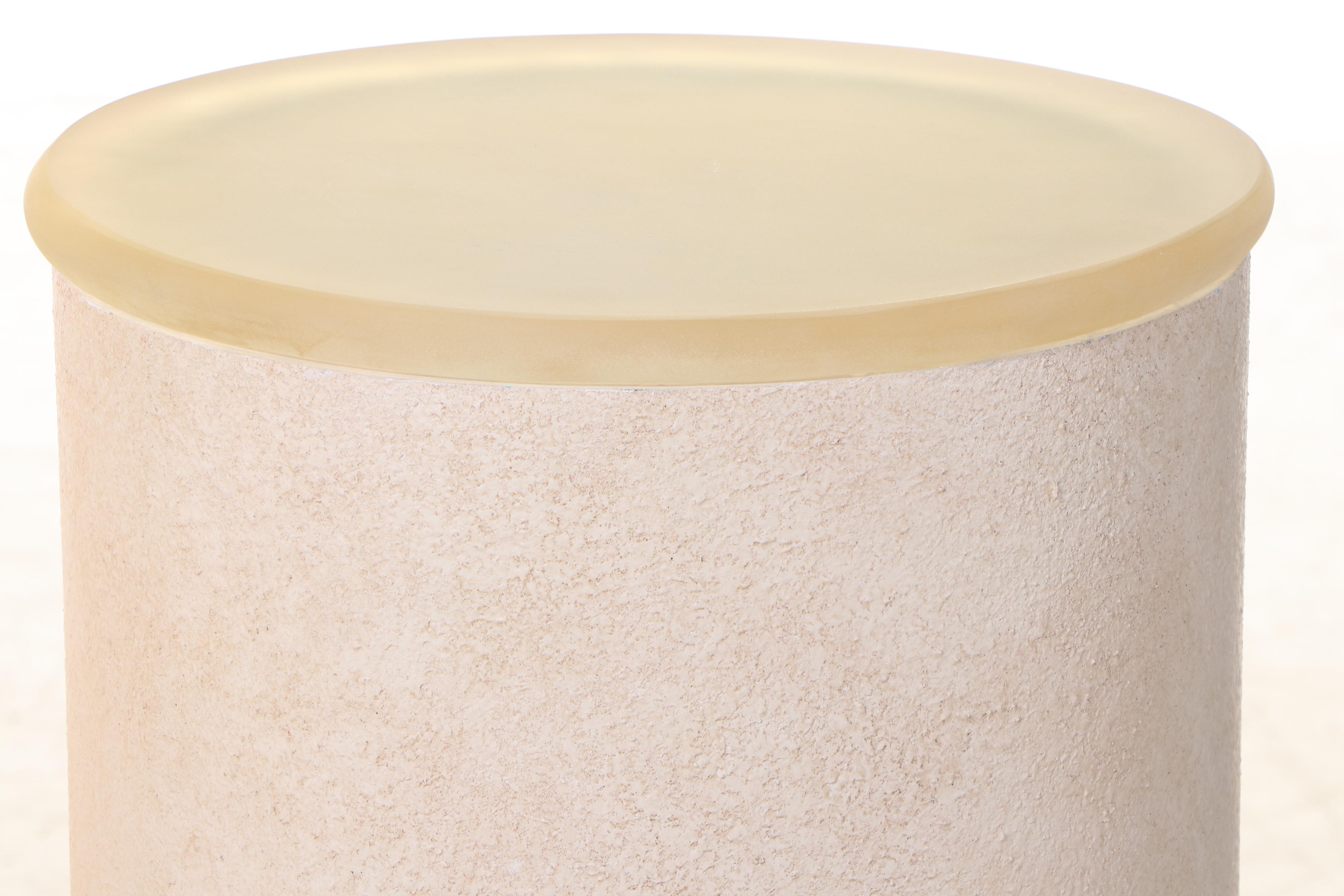 Two Painted Composite and Illuminated Graduated Display Pedestals