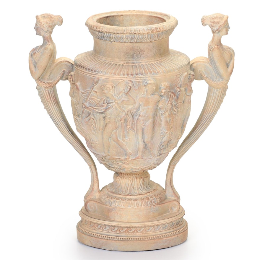 French Made Greek Siren High Relief Urn Planter