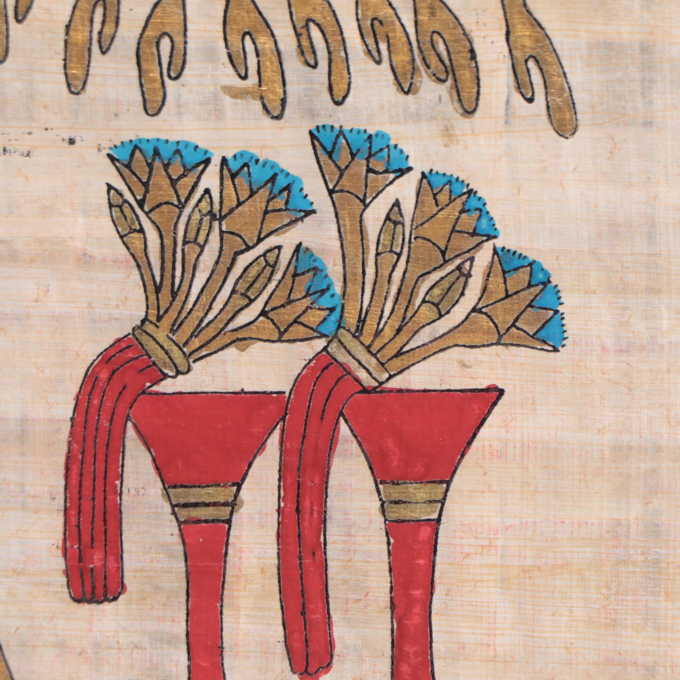 Egyptian Figural Gouache Painting of Pharaoh Akhenaten