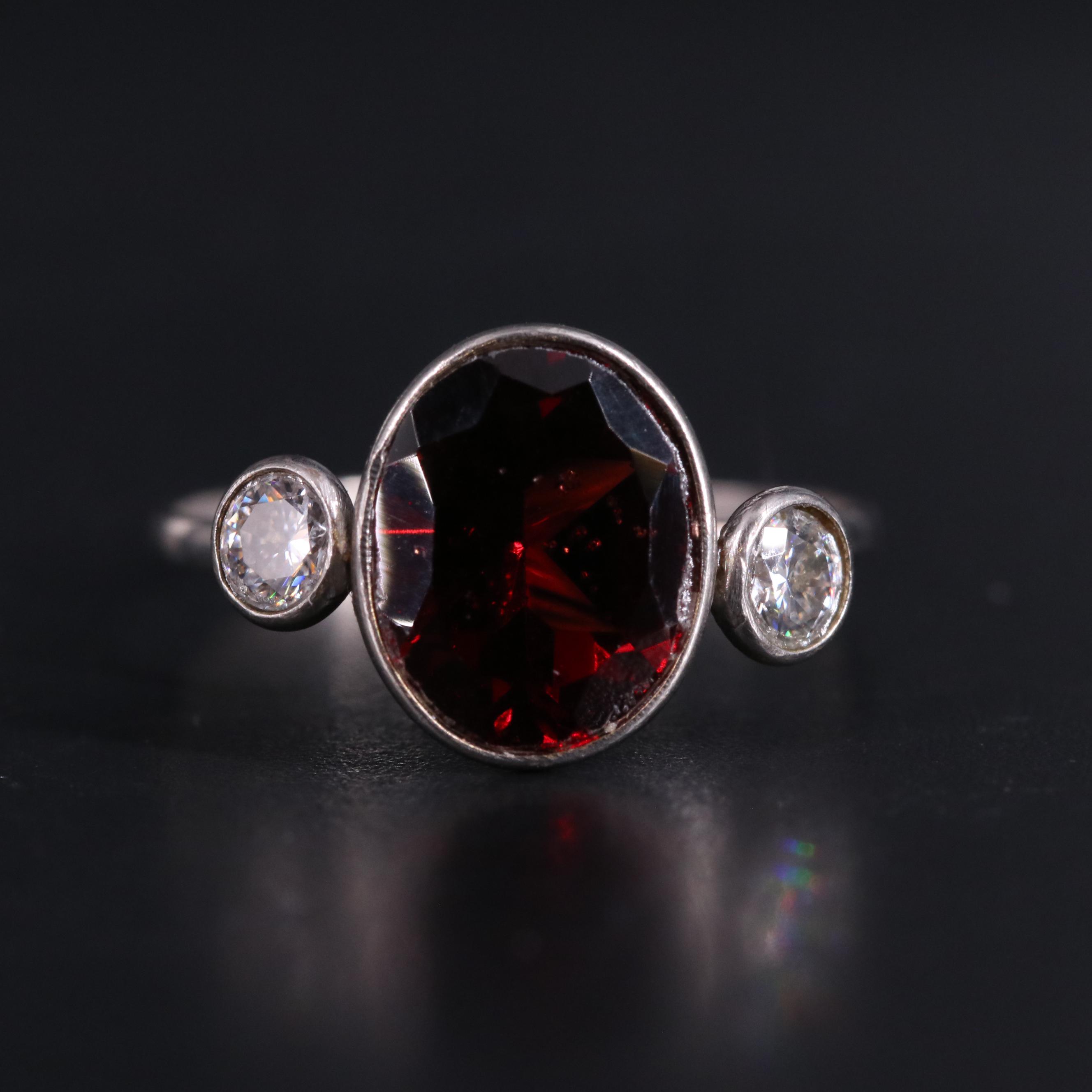 14K Garnet and Moissanite Ring