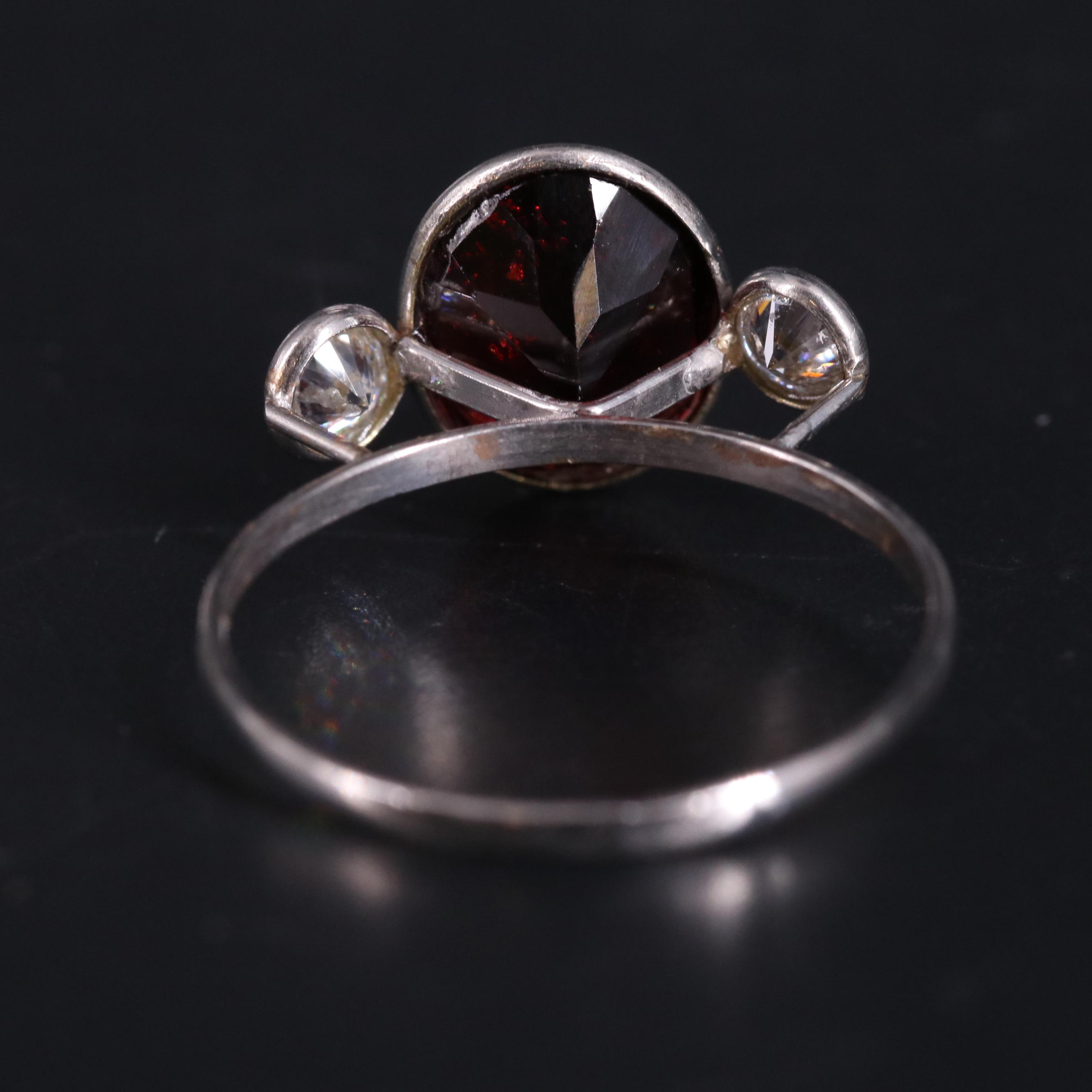 14K Garnet and Moissanite Ring