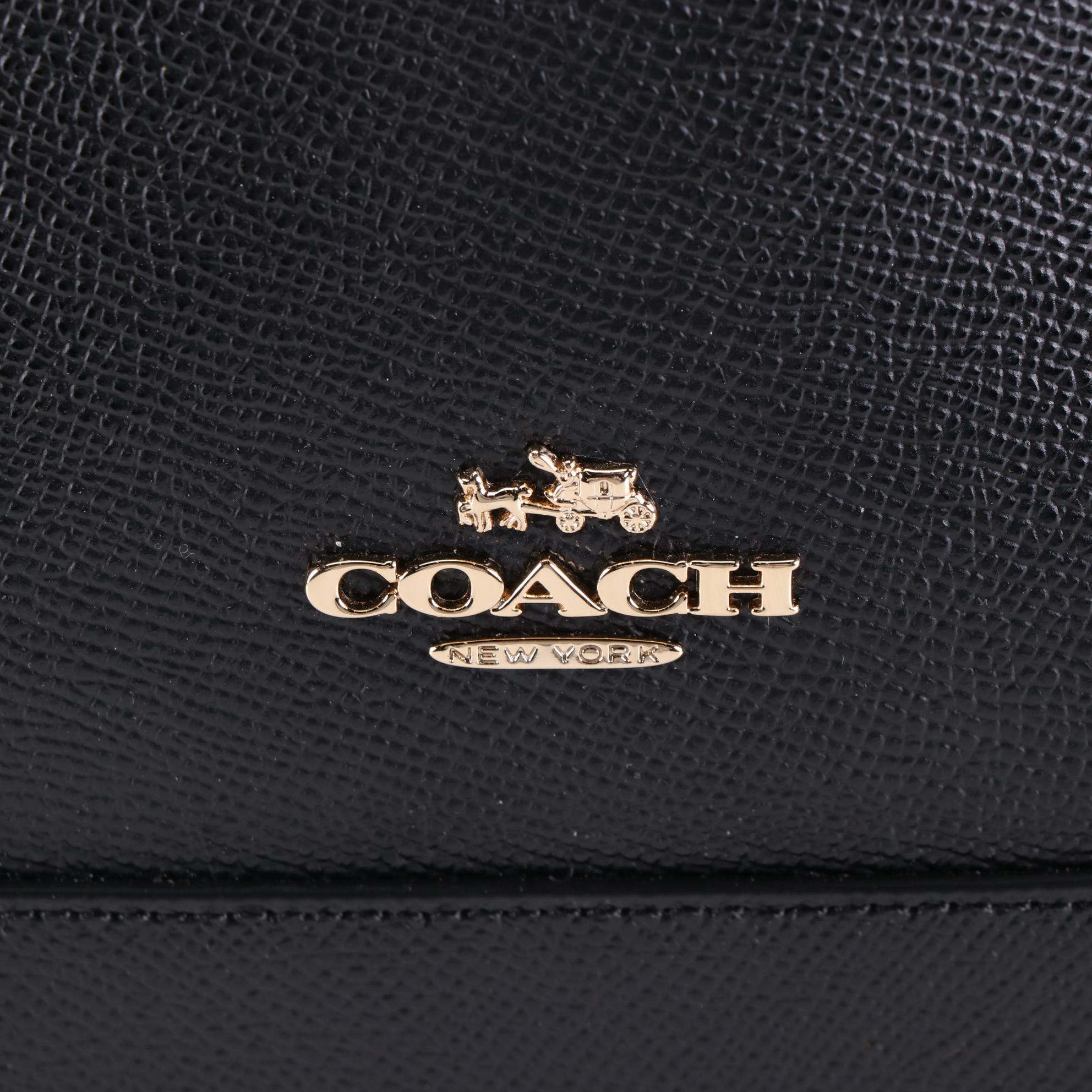 Coach Domed Handbag in Black Crossgrain Leather and Wristlet in Signature Canvas