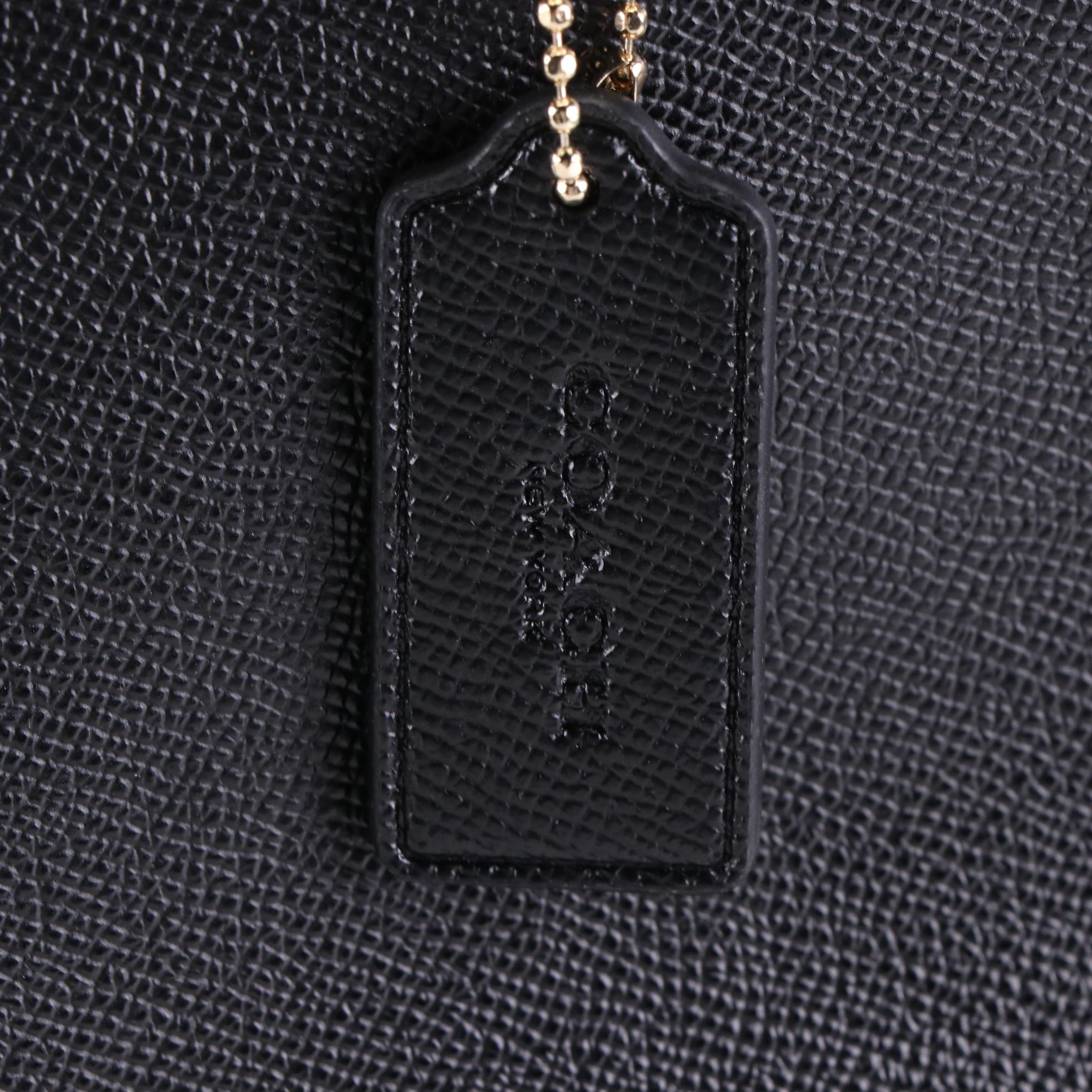 Coach Domed Handbag in Black Crossgrain Leather and Wristlet in Signature Canvas