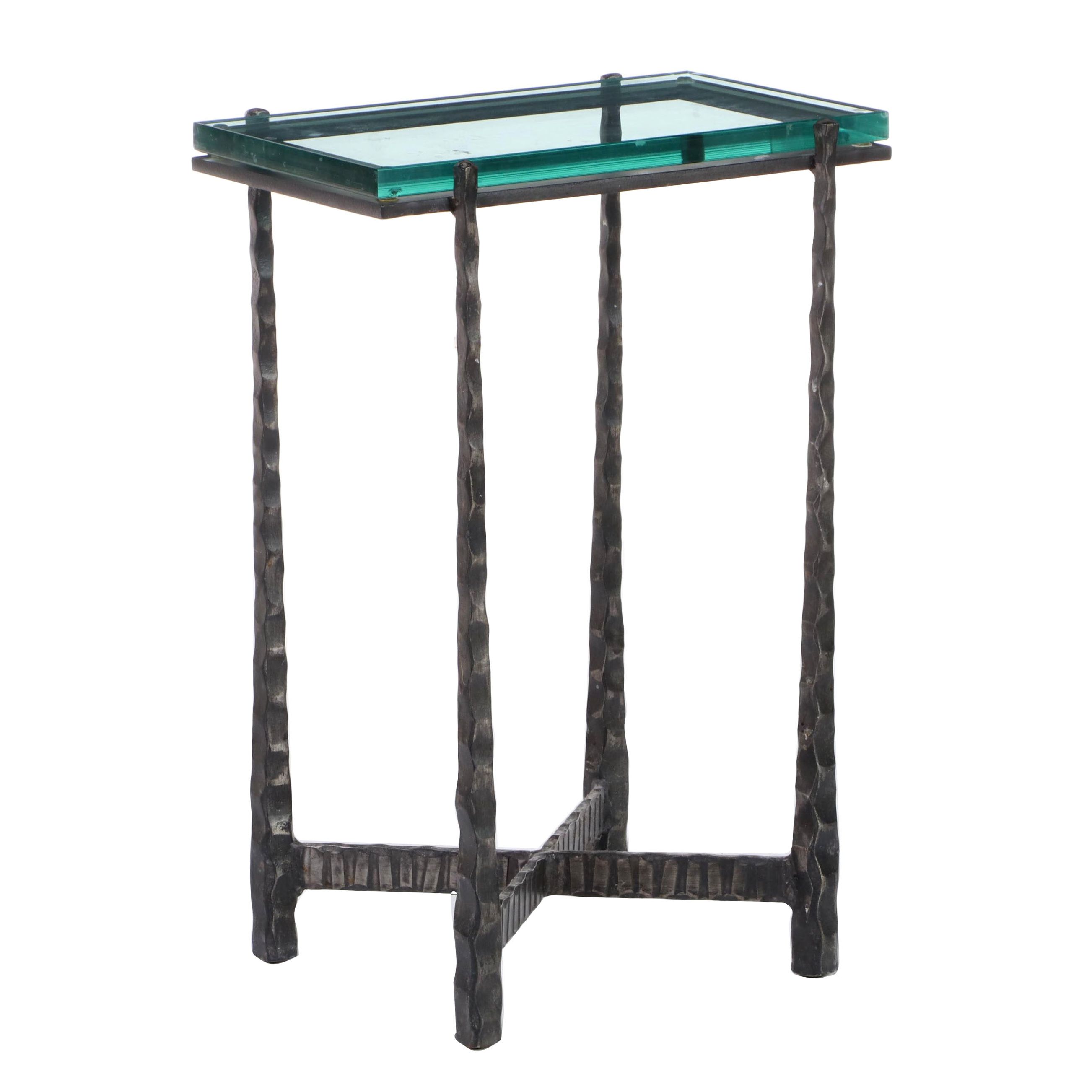 Charleston Forge Wrought Iron and Glass Top Side Table