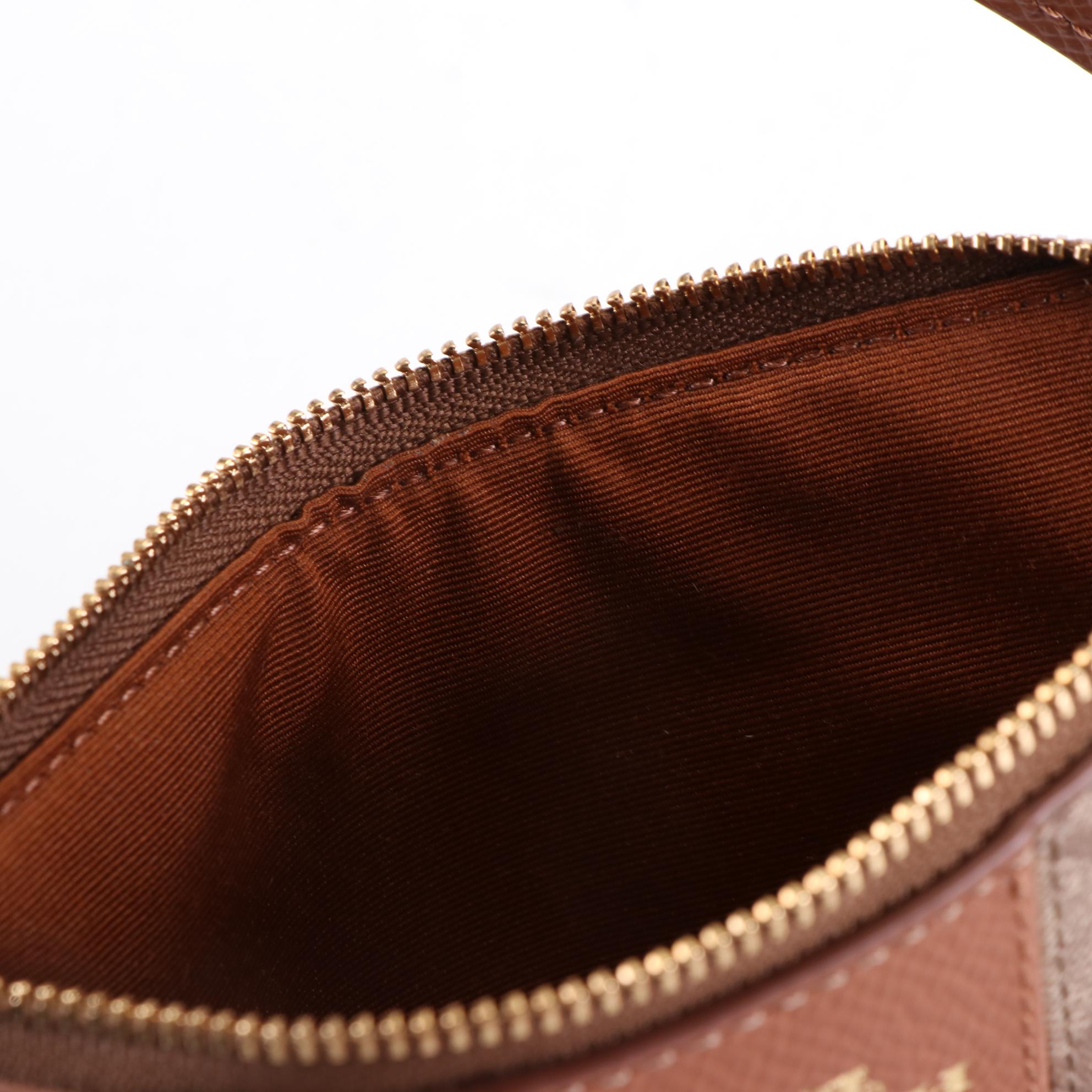 Coach Domed Handbag in Black Crossgrain Leather and Wristlet in Signature Canvas