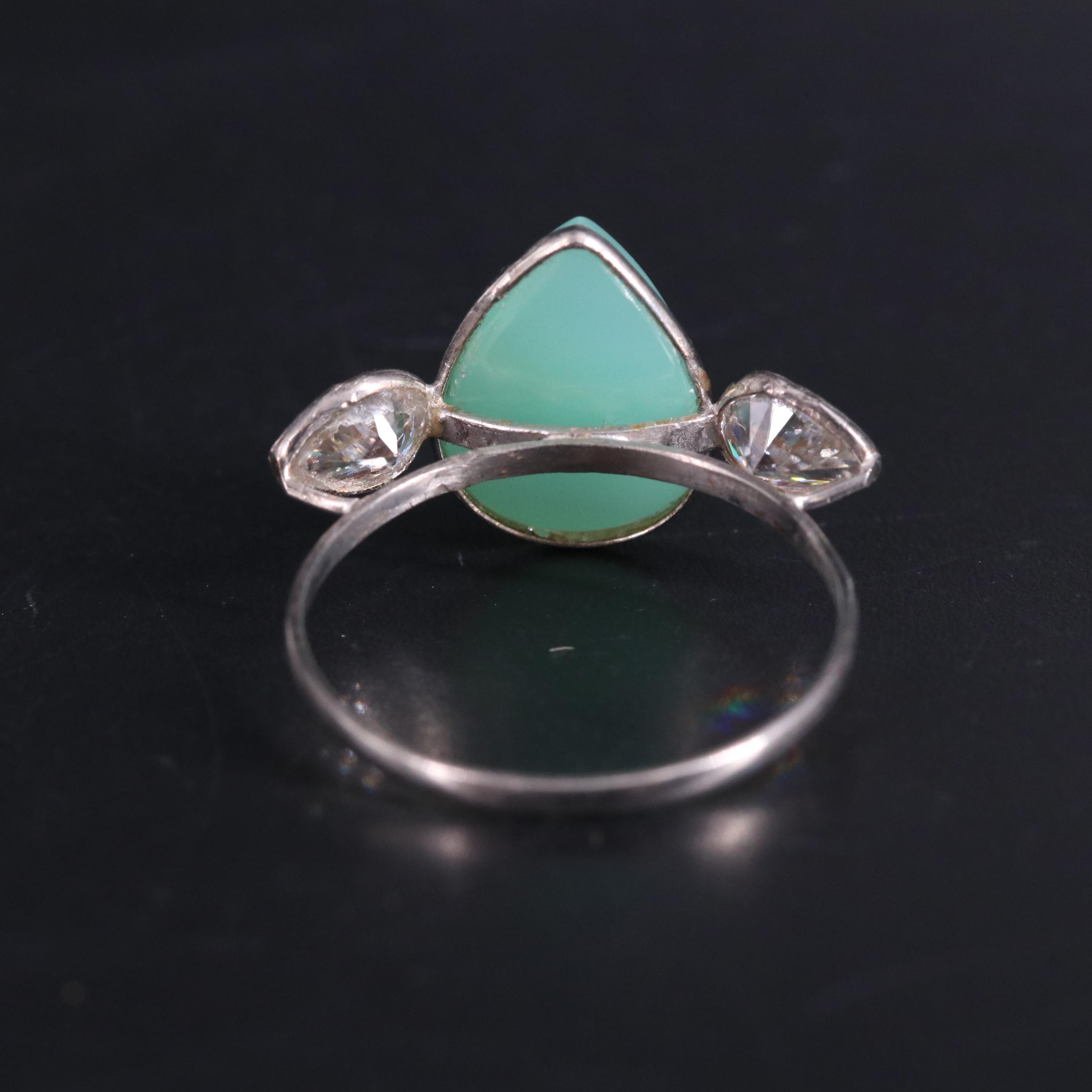 14K Chrysoprase and Moissanite Ring