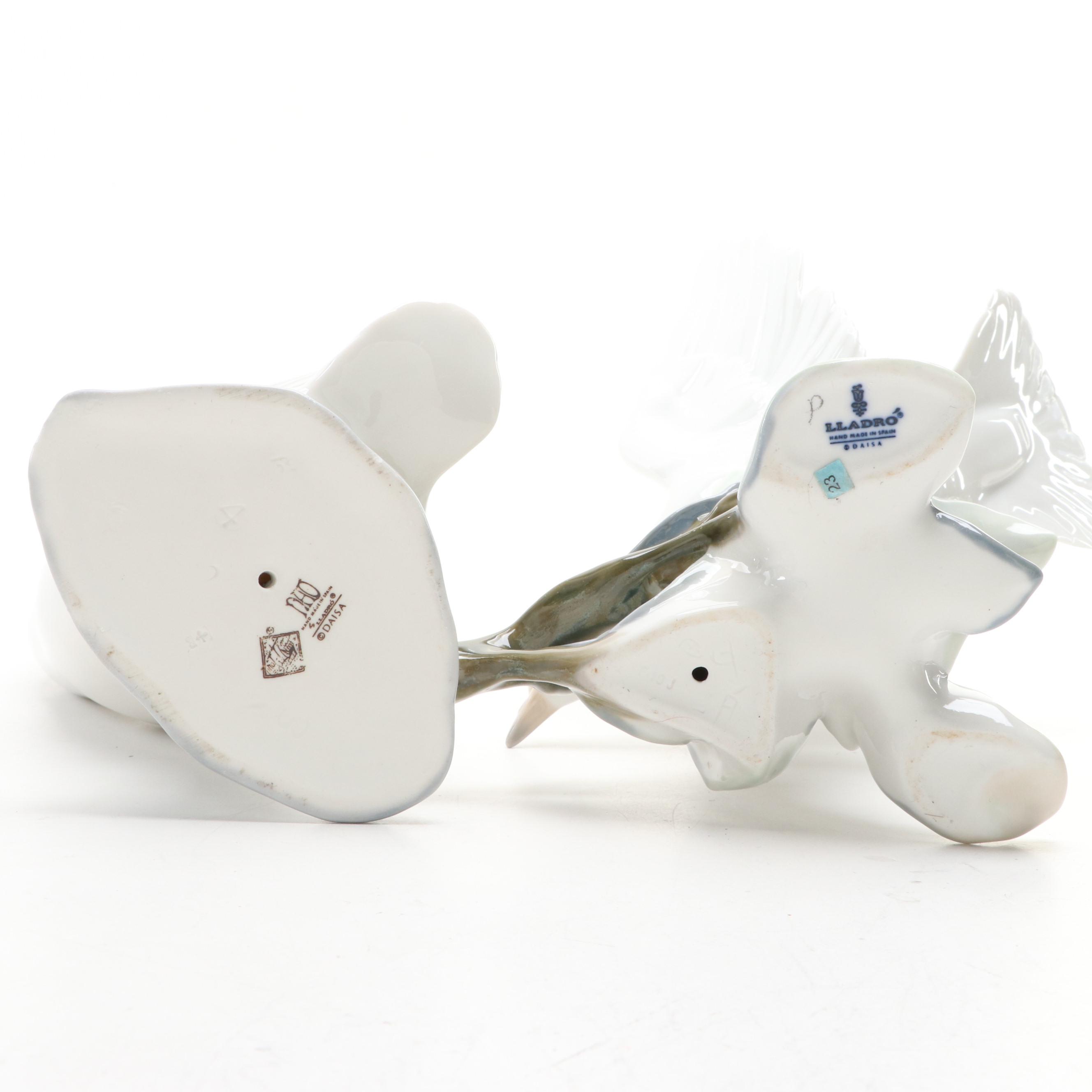 Lladró "Turtle Dove" and Nao by Lladró "Goose" Porcelain Figurines