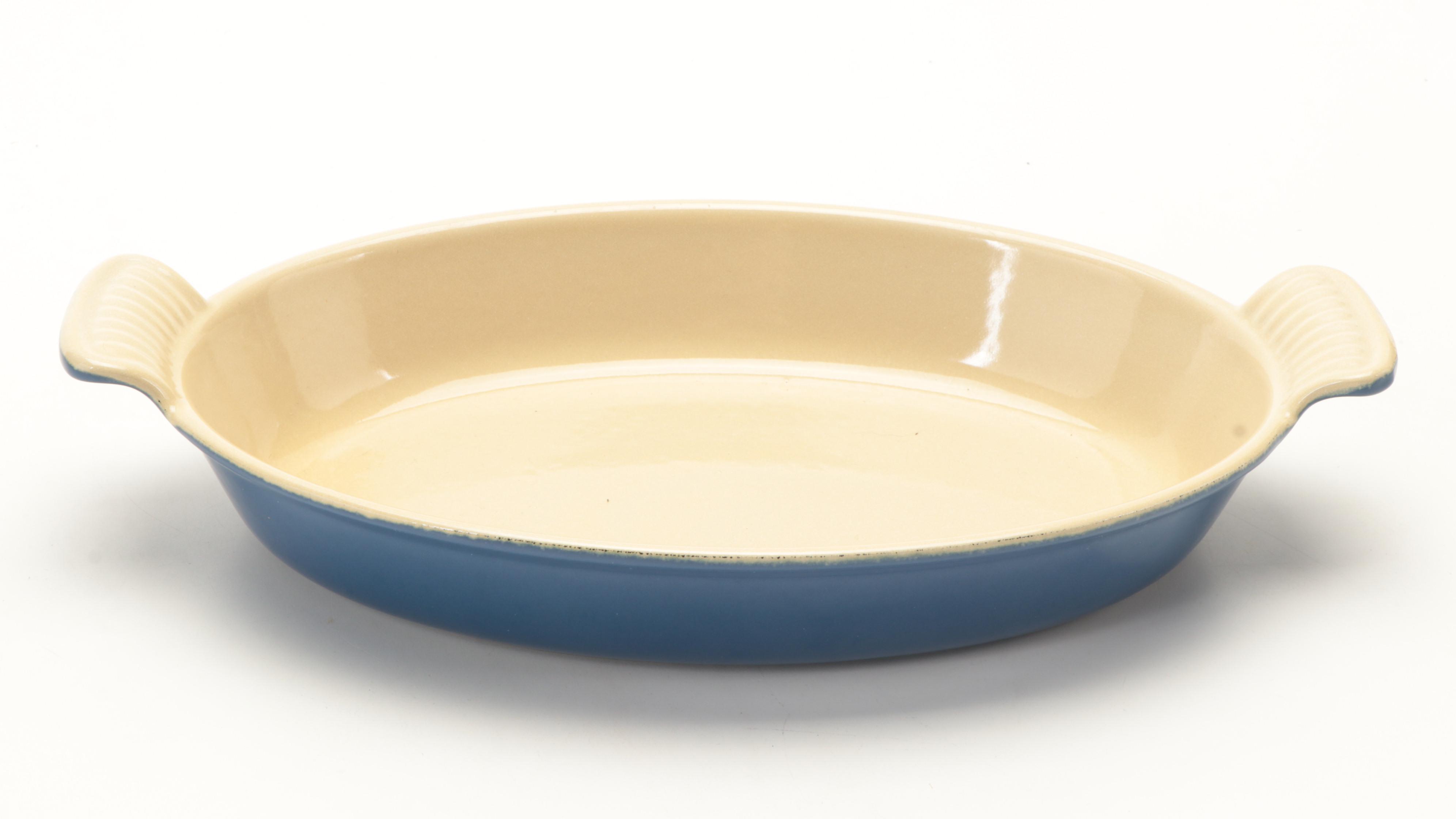 Le Creuset Enameled Cast Iron Baking Dishes, Trivet, and Stoneware Platter