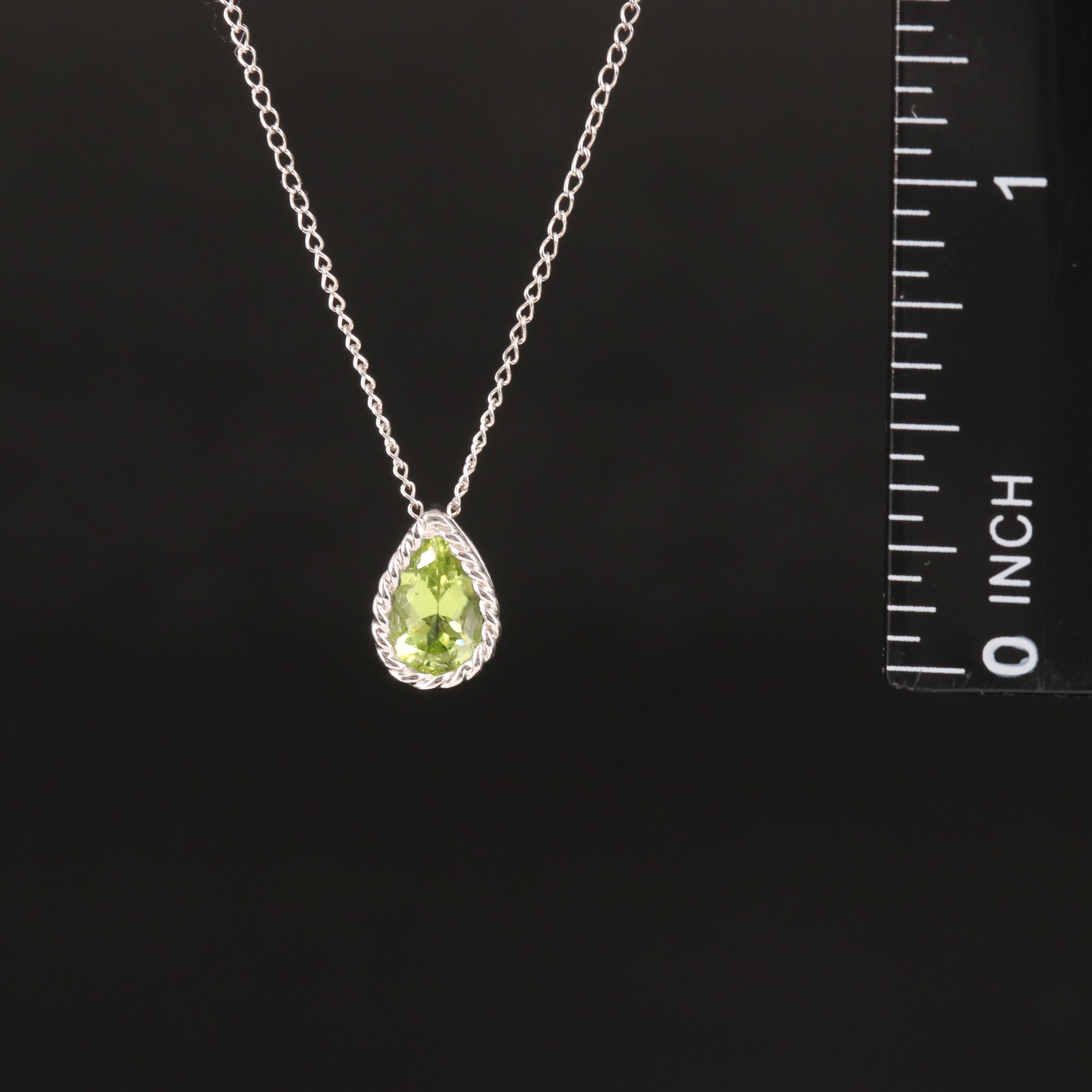 10K Peridot Teardrop Solitaire on Gold-Filled Necklace