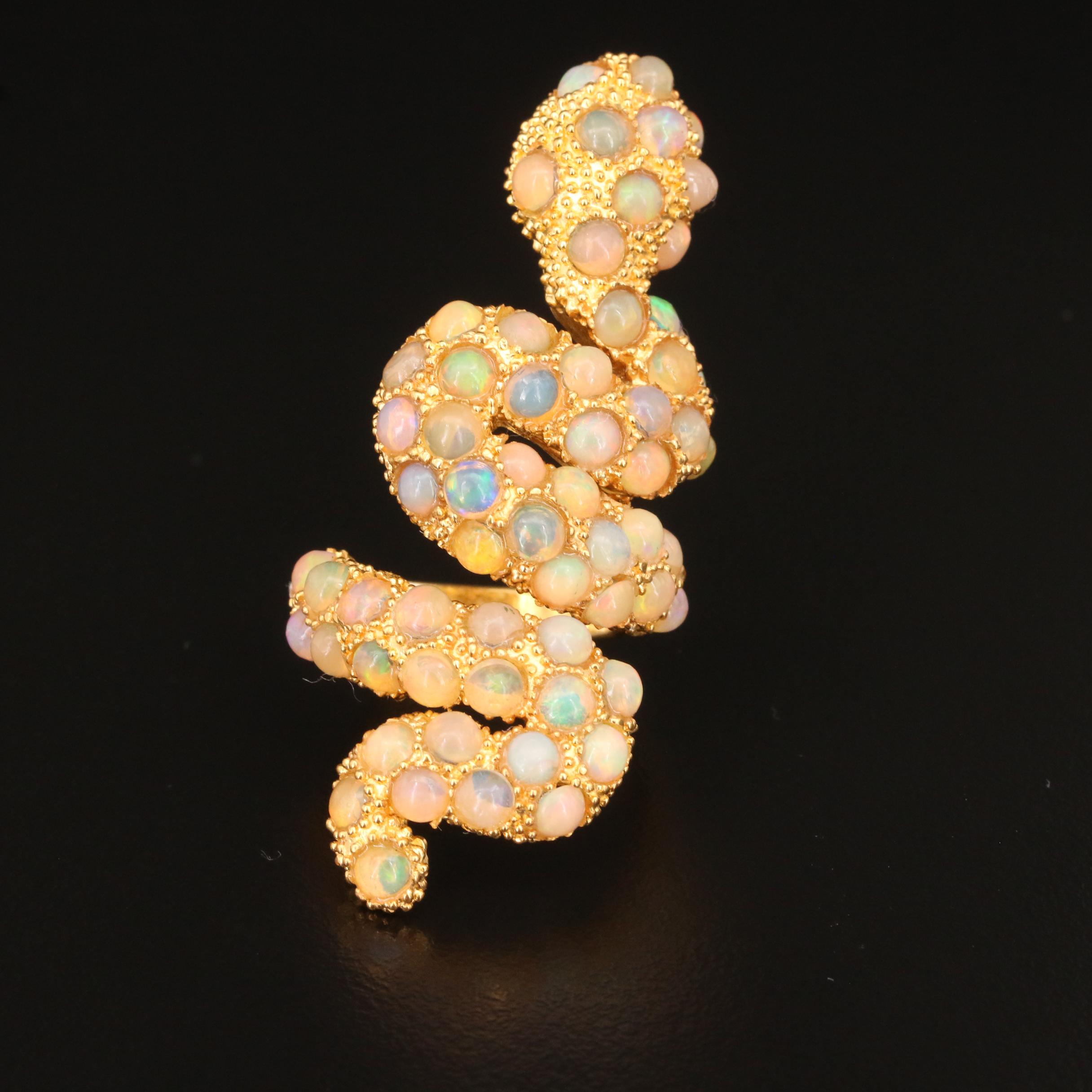 Sterling Opal Snake Bypass Ring